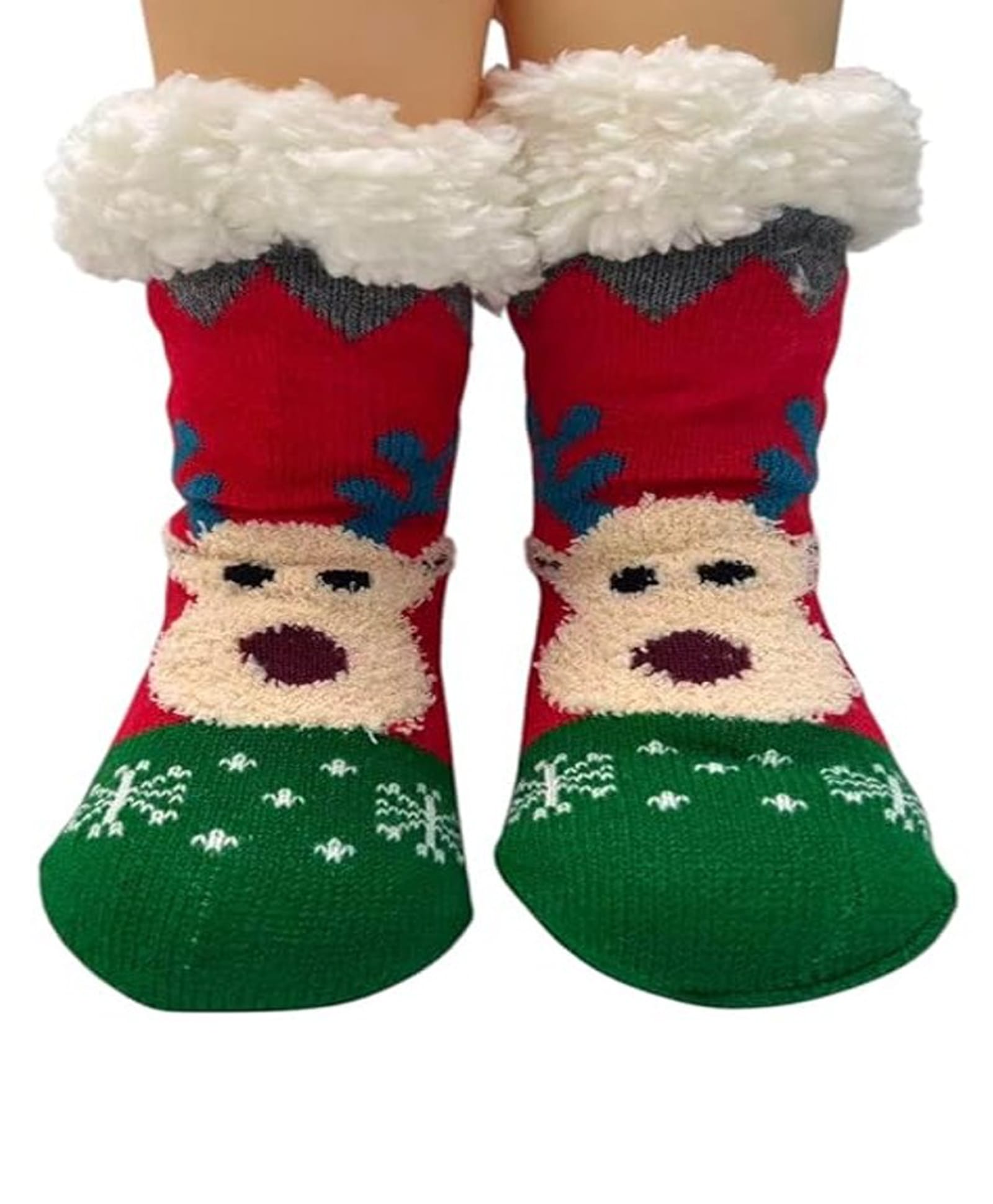 Butterthief Christmas Theme Reindeer Designed Non Skid Thermal Winter Socks - Red-image-3