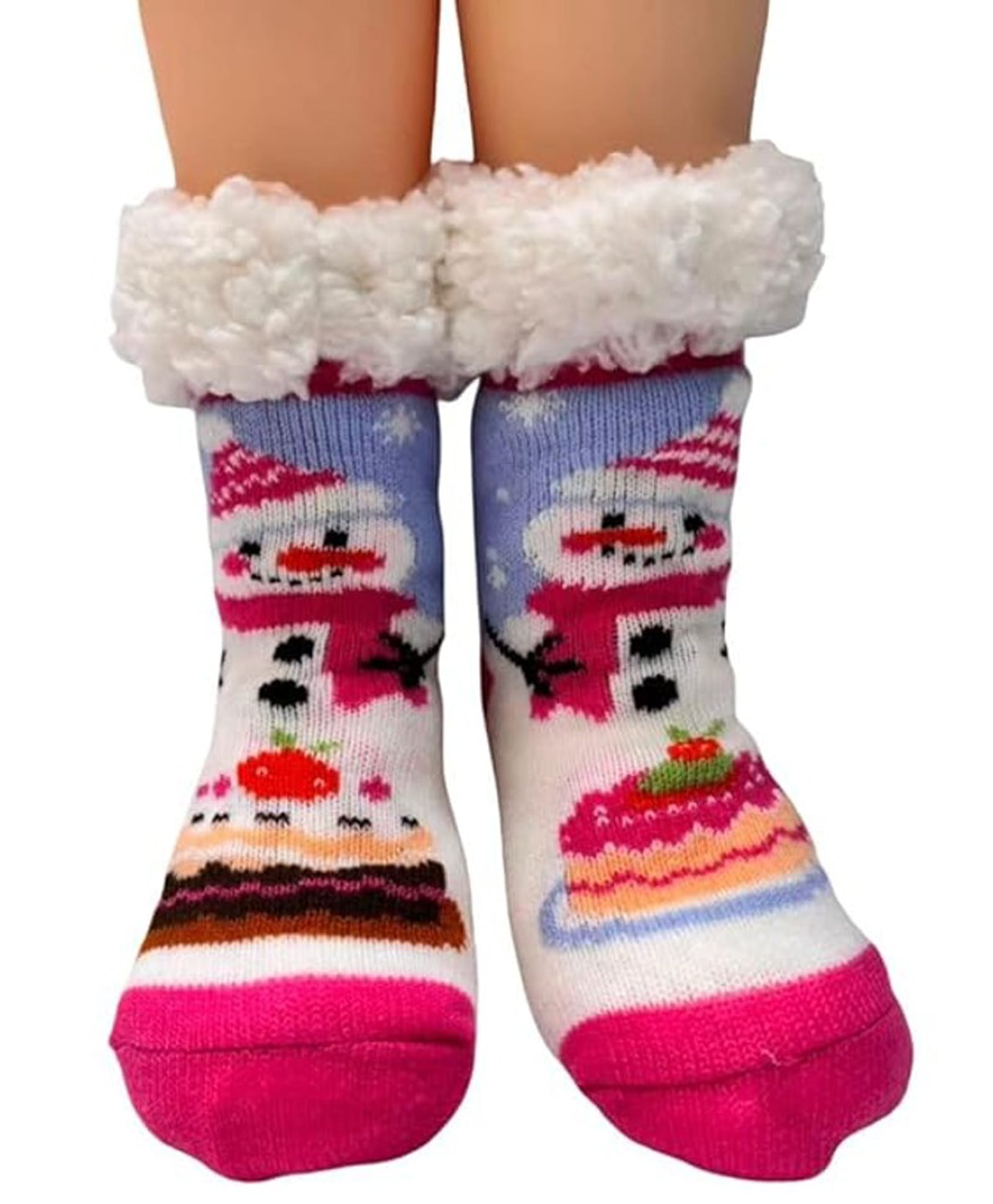 Butterthief Woollen Knit Christmas Theme Snow Man Designed Anti Skid Socks - Teal Blue-picture-13