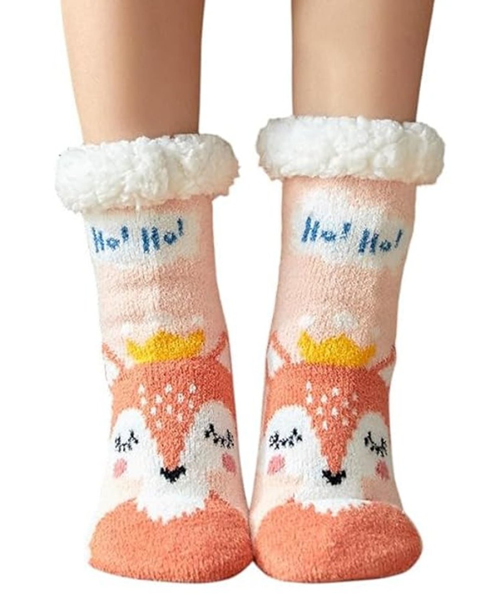 Butterthief Woollen Knit Christmas Theme Deer Designed Anti Skid Socks - Peach-picture-13