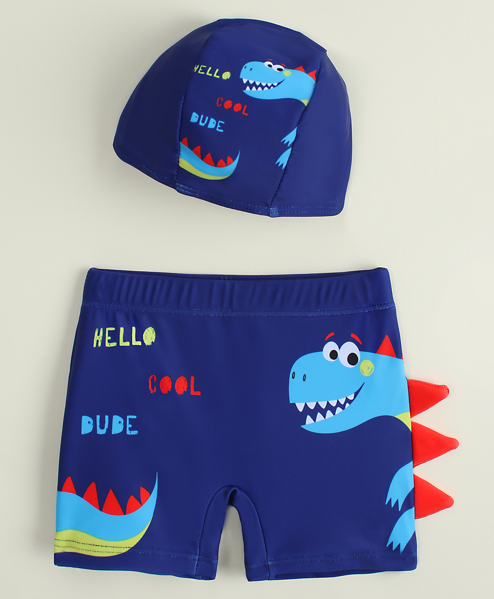 Babyhug Dino Printed Swimming Trunk With Cap - Navy Blue-image-4