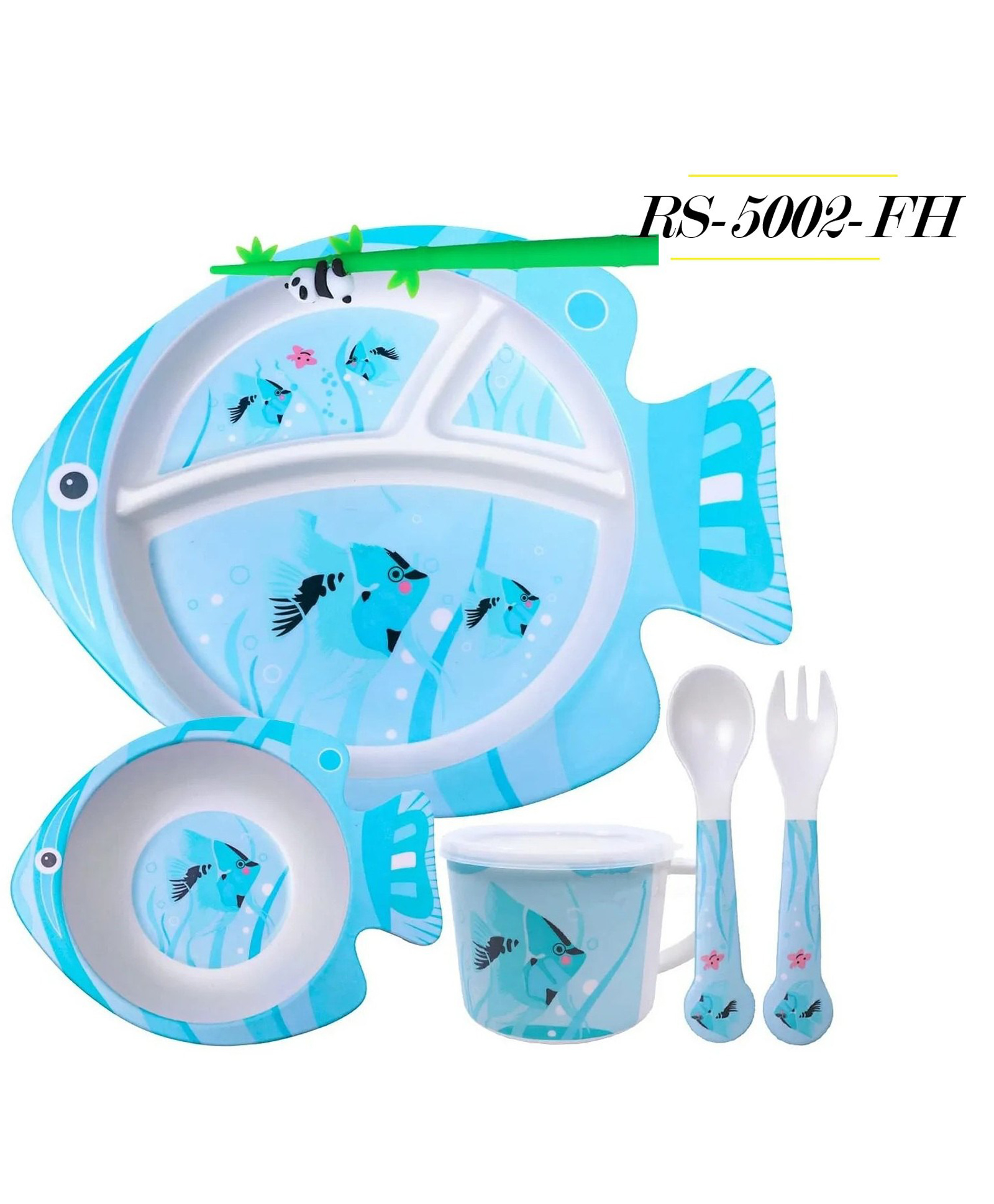 FLAZE Bamboo Fibre Dinner Set for Kids, Set of 5 Bamboo Fiber Baby Feeding Set, Kids Tableware Made with Eco-Friendly Bamboo - PACK OF -1 - ( COLOR MAY VARY )-image-20