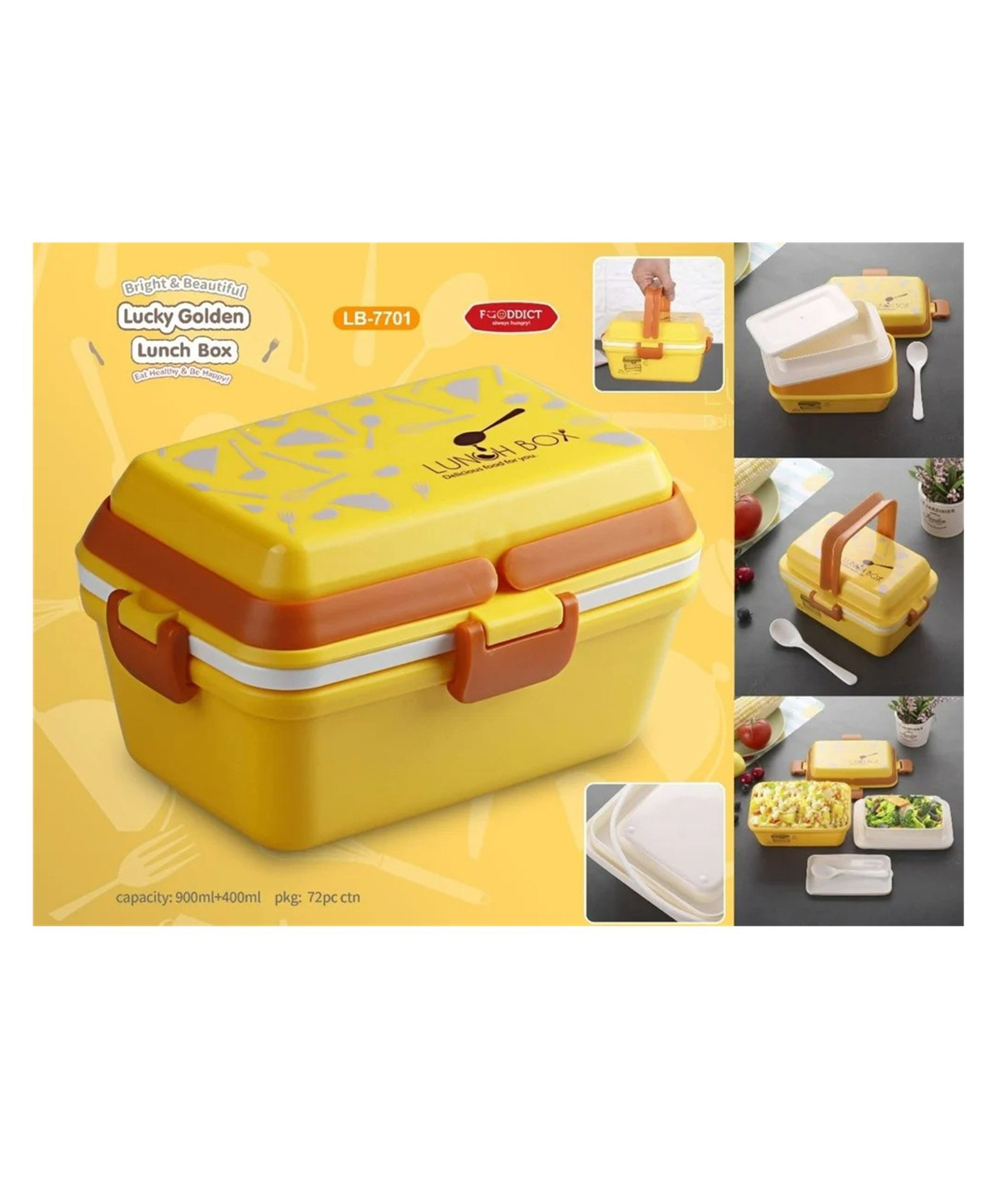 AKN TOYS BPAs Free Leak Proof Lunch Box with Fruit/Yogurt Pot Durable Perfect Size Kids Bento Box- PACK OF -1 - ( COLOR MAY VARY )-picture-46