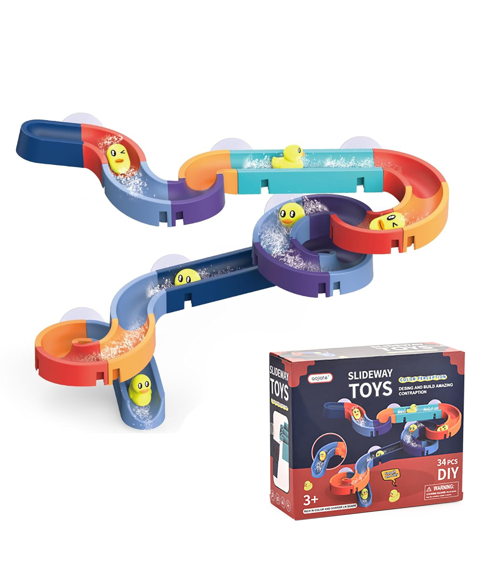 Kidology Small Duck Slide Track Bath Toys (34 Pcs Set)-image-21