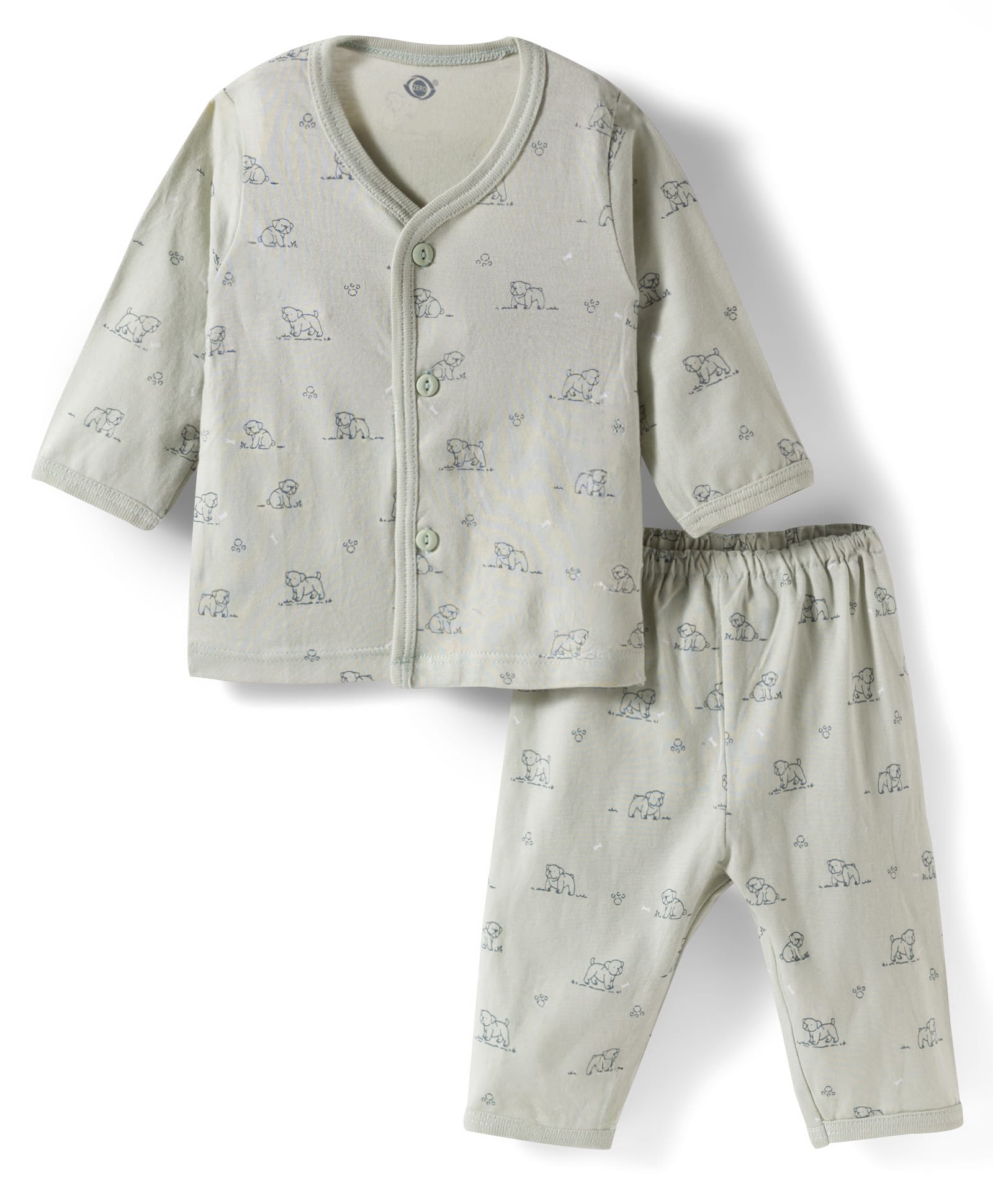 Zero Knit Full Sleeves T-Shirt & Pyjama Co-ord Night Suit With Dog Print - Aqua-picture-30
