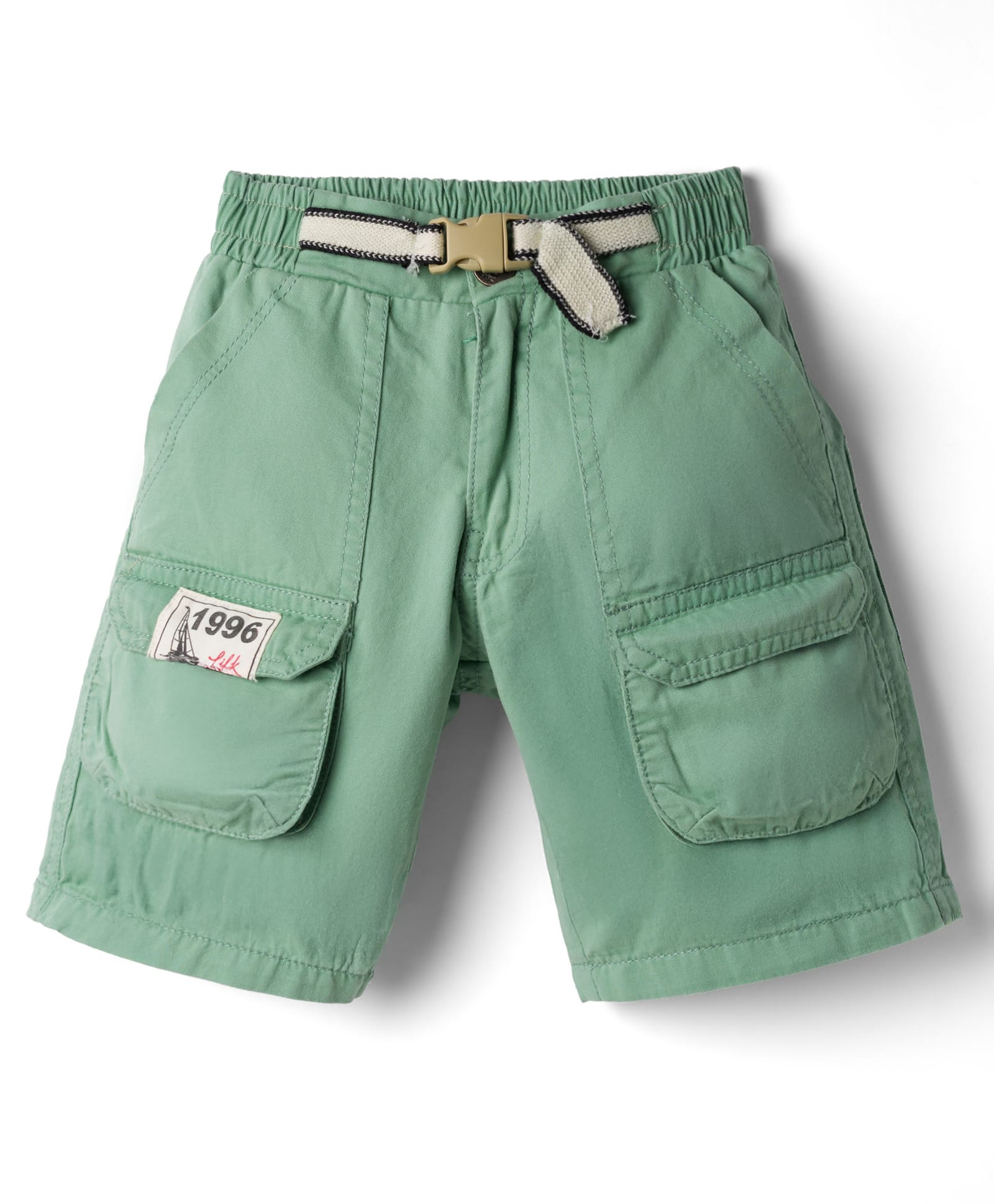 Little Kangaroos Cotton Woven Knee Length Solid Color Shorts - Mint-picture-12