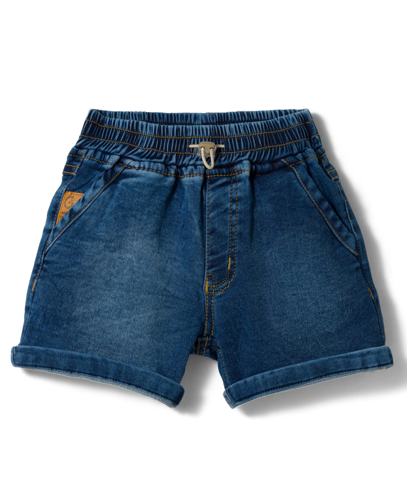Little Kangaroos Knee Length Solid Color Denim Shorts - Navy Blue-image-45