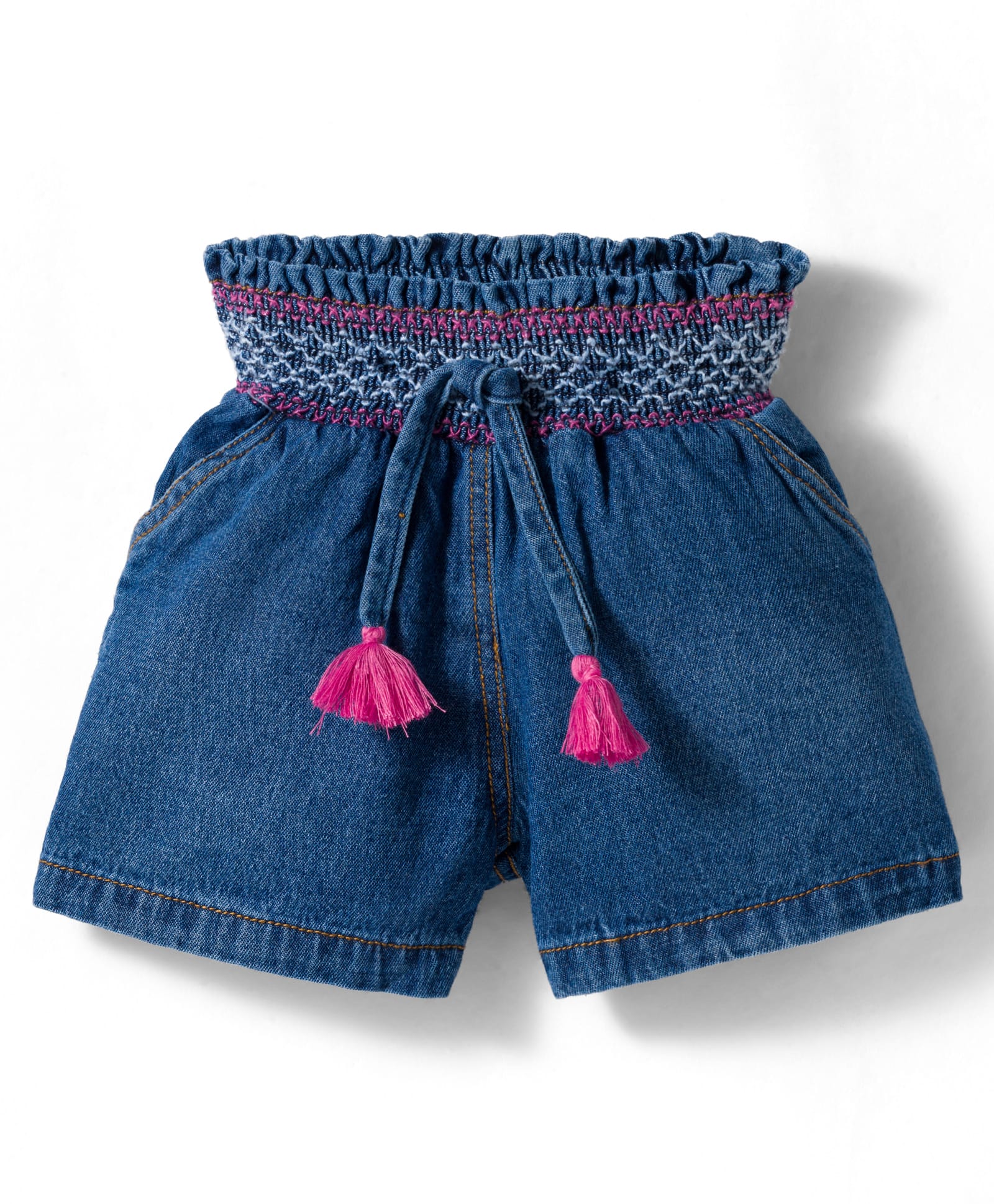 Little Kangaroos Knee Length Solid Color Denim Shorts - Navy Blue-image-32