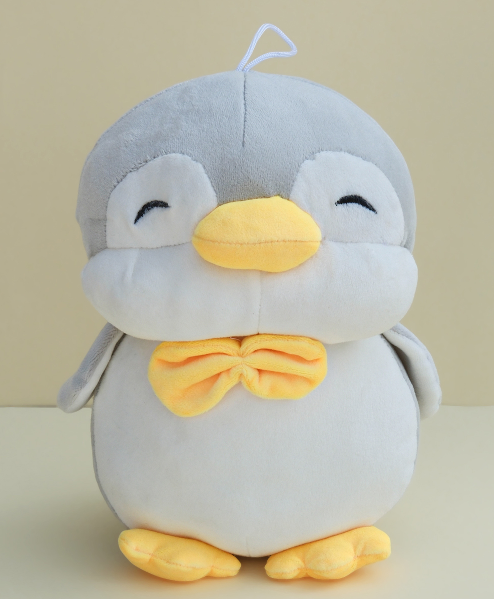 Dukiekooky Super Cute & Adorable Grey Penguin with Yellow Bow Plush Soft Toys Height - 25 CM-image-4
