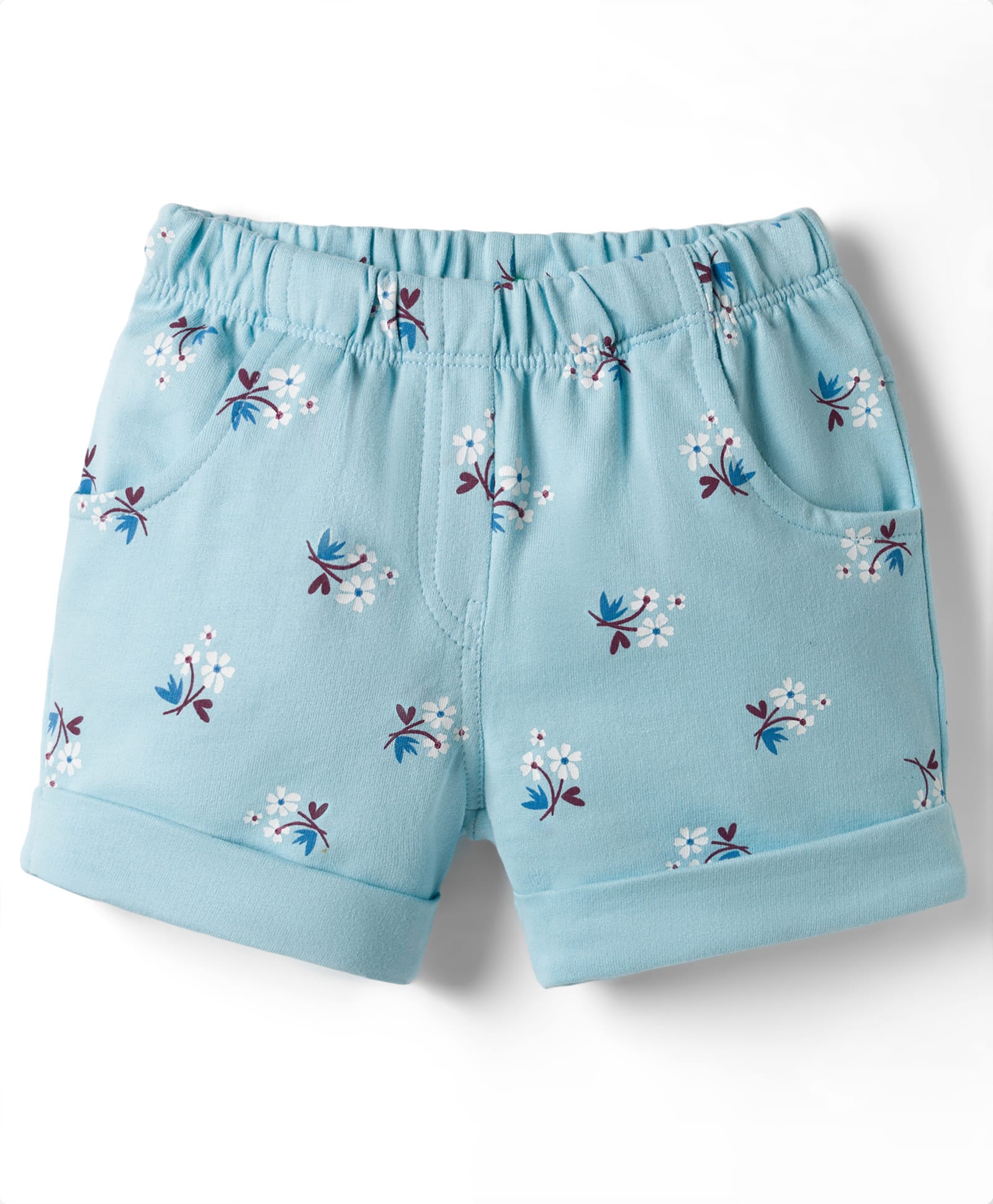 Tango Looper Knit Above Knee Length Shorts With Floral Print - Blue-picture-14