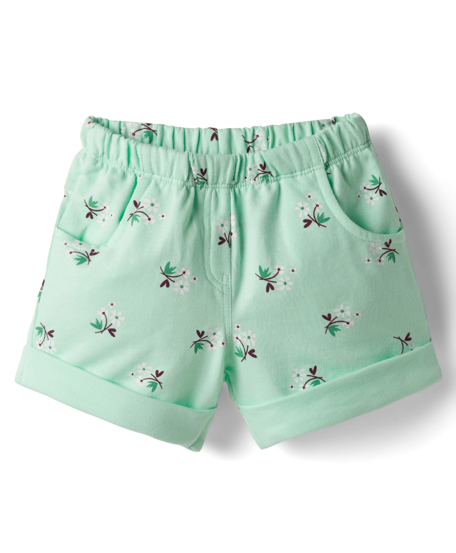 Tango Looper Knit Above Knee Length Shorts With Floral Print - Green-picture-22