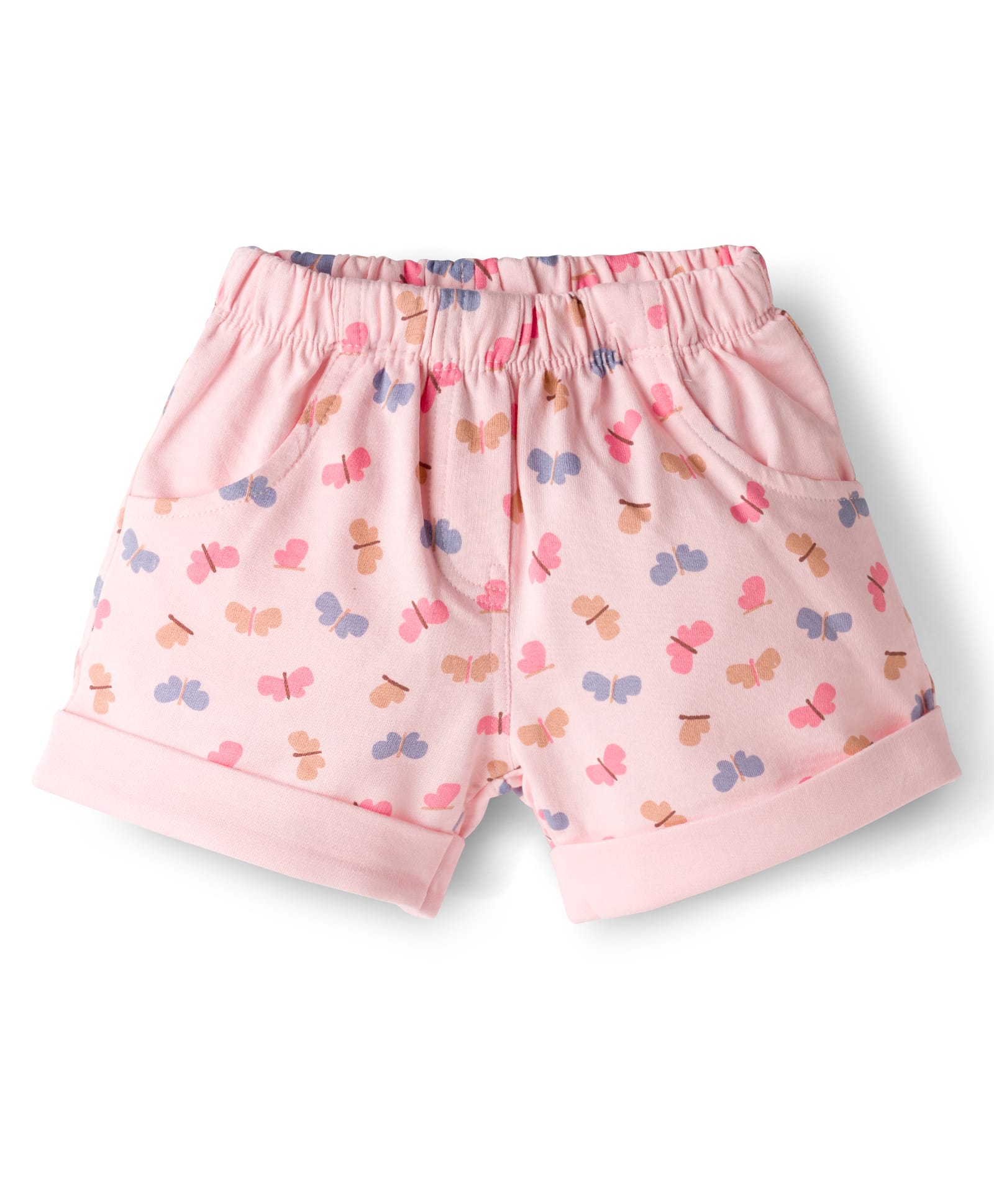 Tango Looper Knit Above Knee Length Shorts With Butterfly Print - Pink-image-11