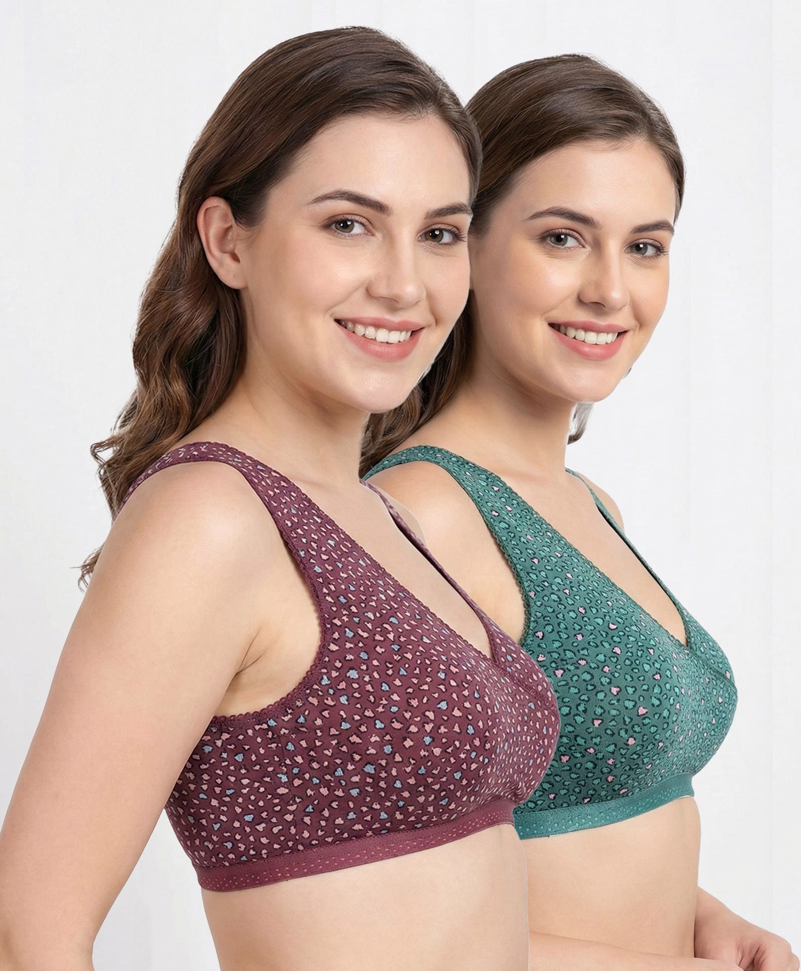 Bella Mama Cotton Elatsane Knit Printed Bra Pack of 2 (Colour May Vary)-image-5