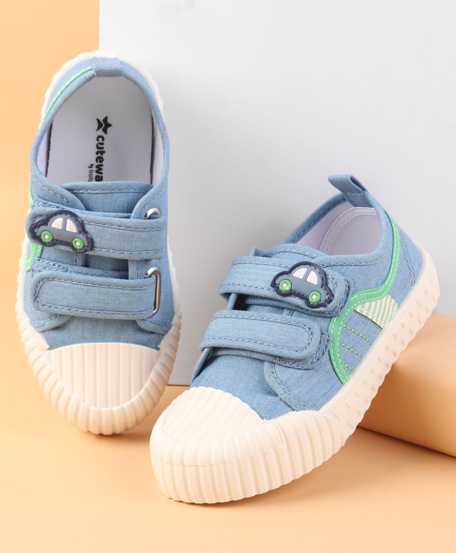 Cute Walk by Babyhug Velcro Closure Casual Shoes with Car Patch Detailing - Blue