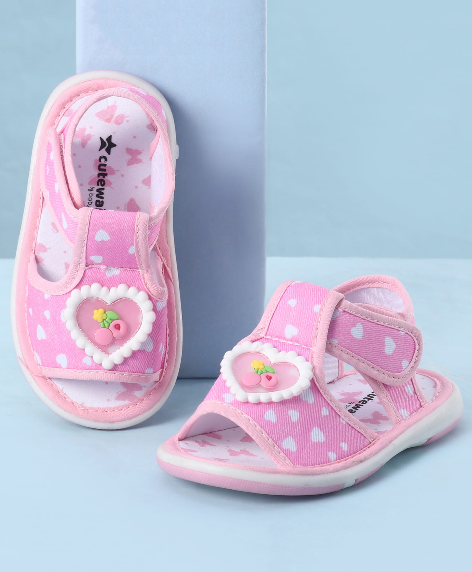 Cute Walk by Babyhug Velcro Closure Sandals With Heart Print & Applique - Pink-image-44