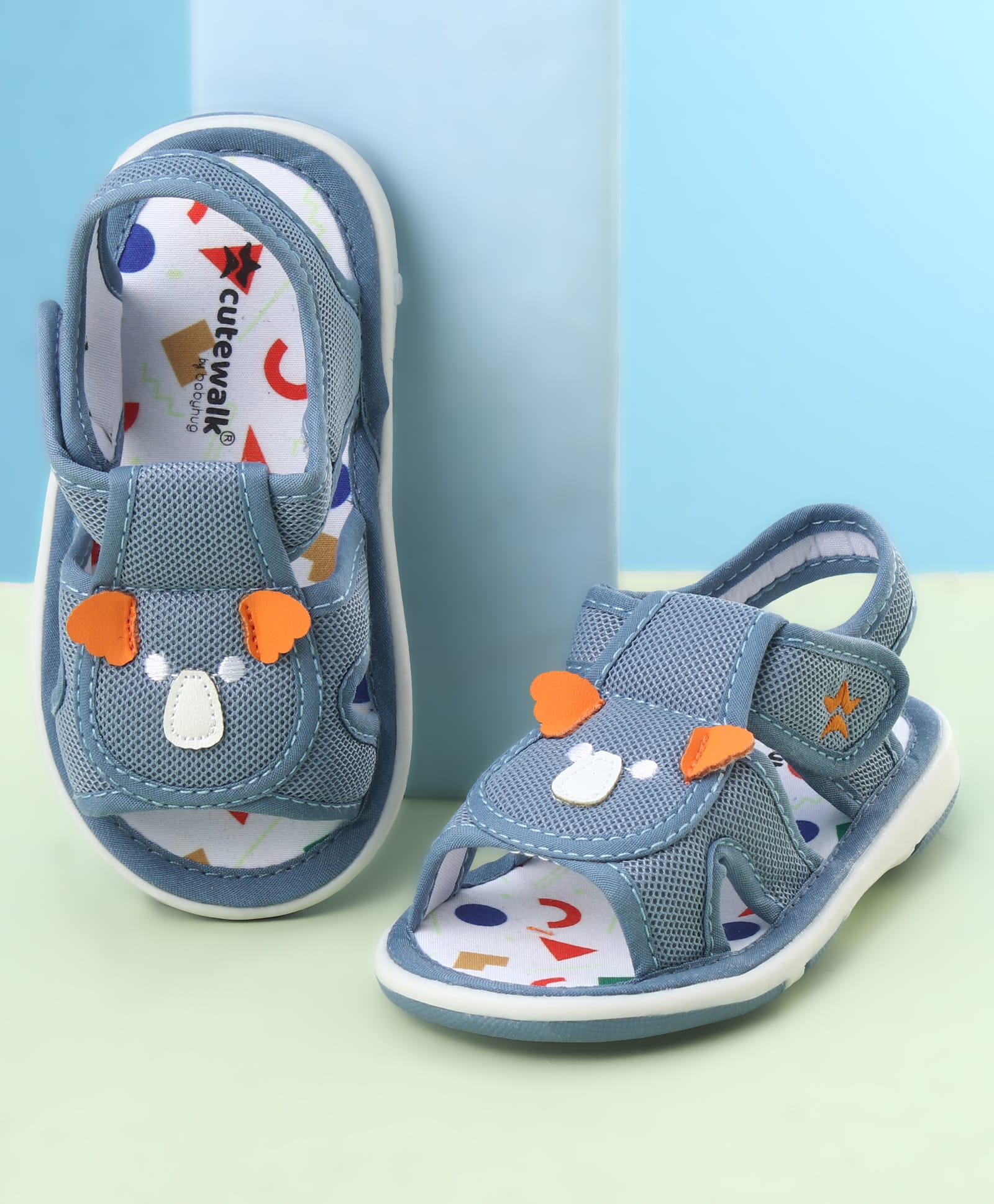 Cute Walk by Babyhug Velcro Closure Sandals With Wings Applique - Blue-picture-18
