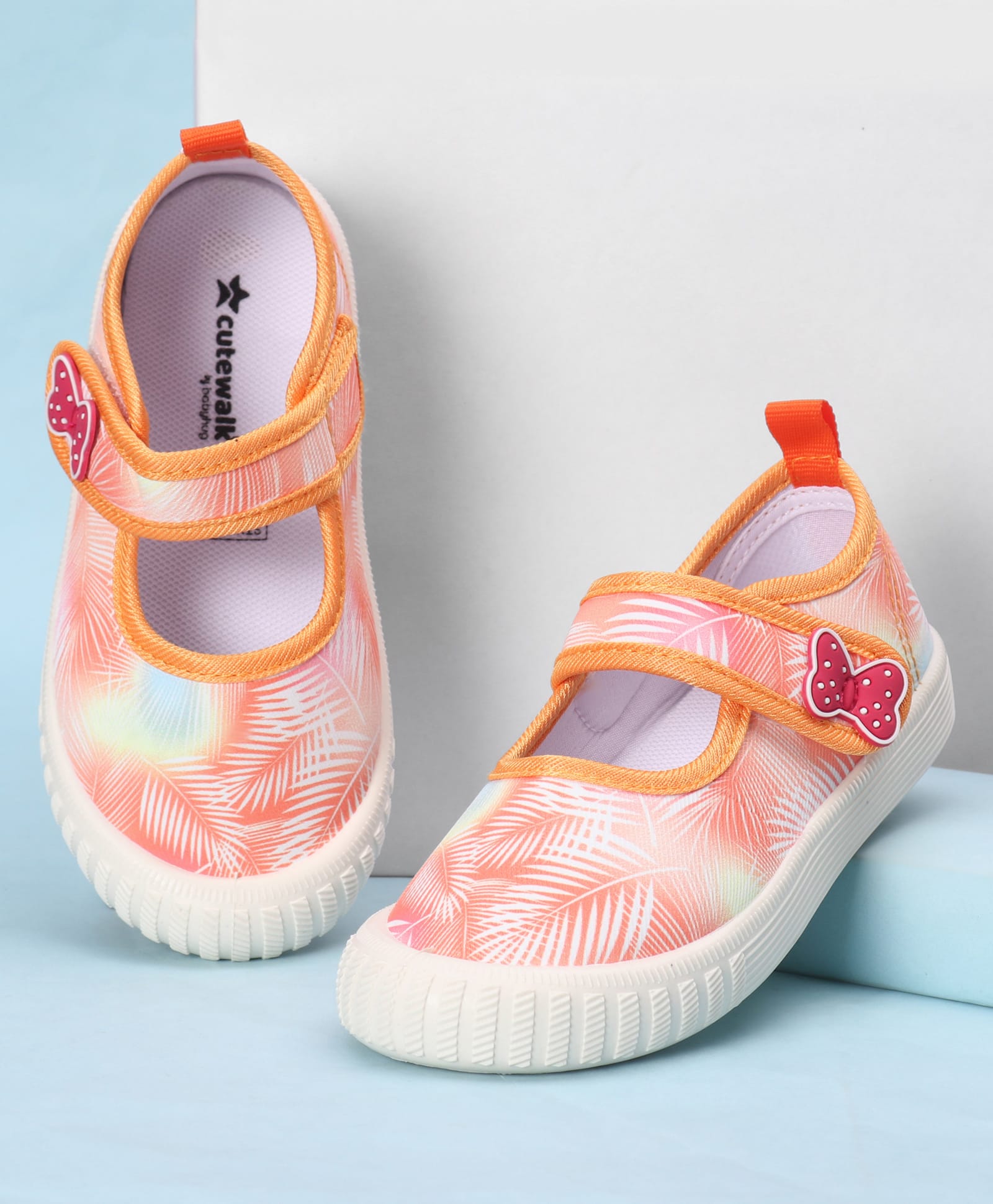 Cute Walk by Babyhug Casual Shoes With Velcro Closure & Leaves Design - Orange-picture-27