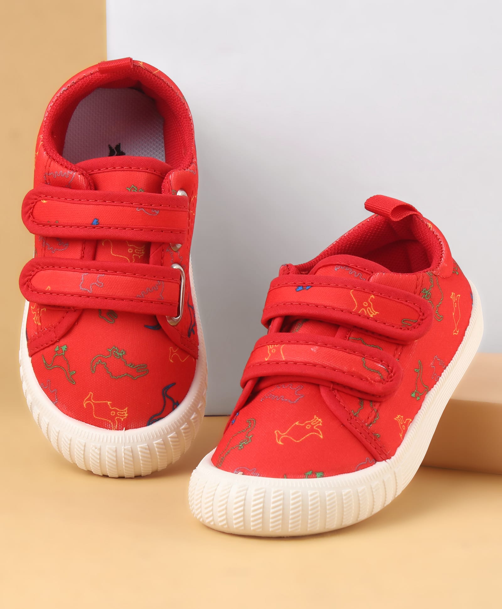 Cute Walk by Babyhug Velcro Closure Casual Shoes with Dino Print - Red-image-38