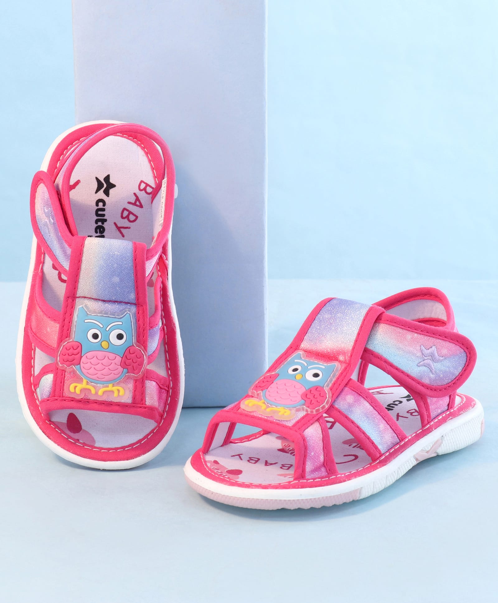 Cute Walk by Babyhug Sandals With Velcro Closure & Bird Applique - Pink-image-30