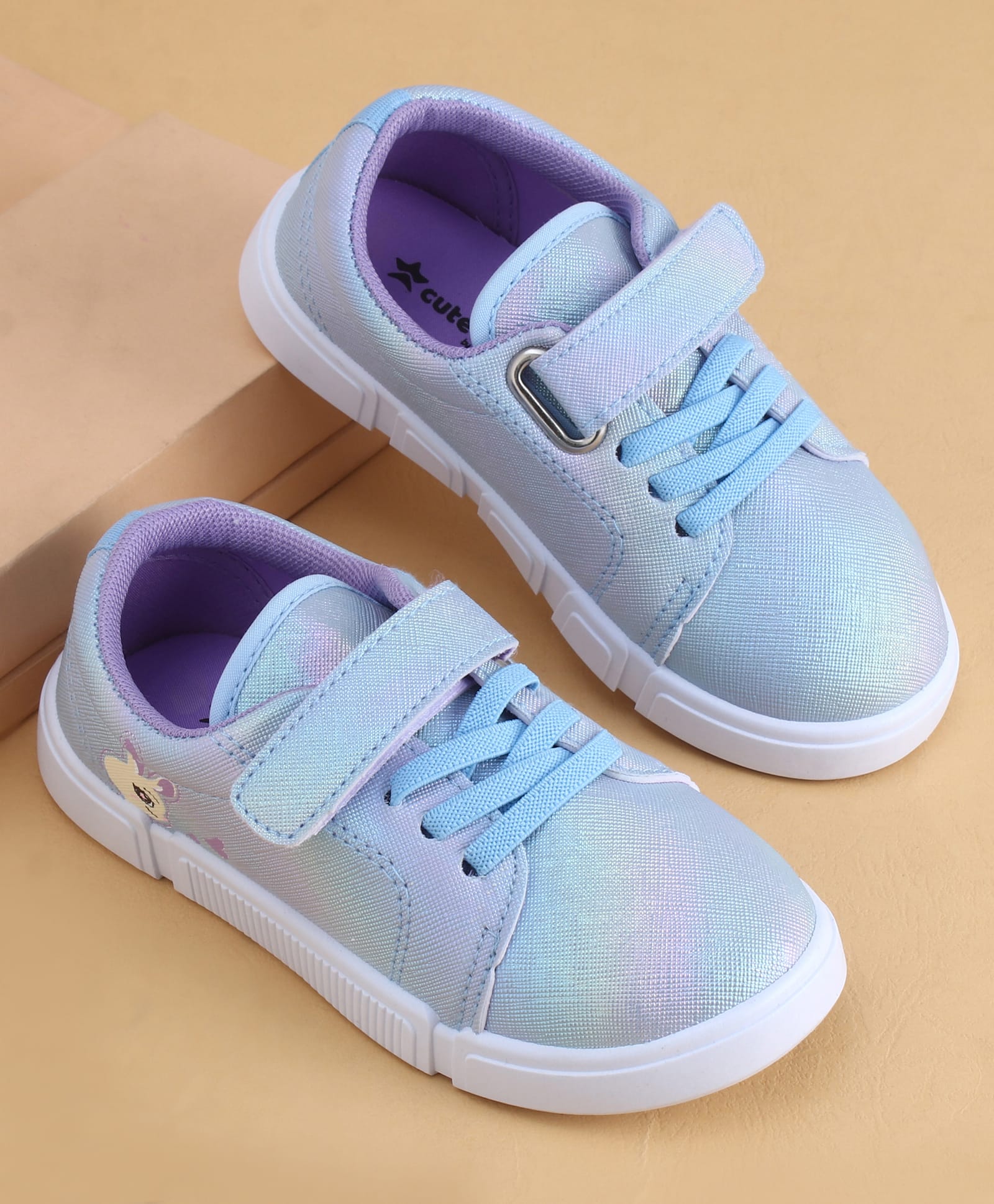 Cute Walk by Babyhug Velcro Closure Casual Shoes with Bunny Print - Blue