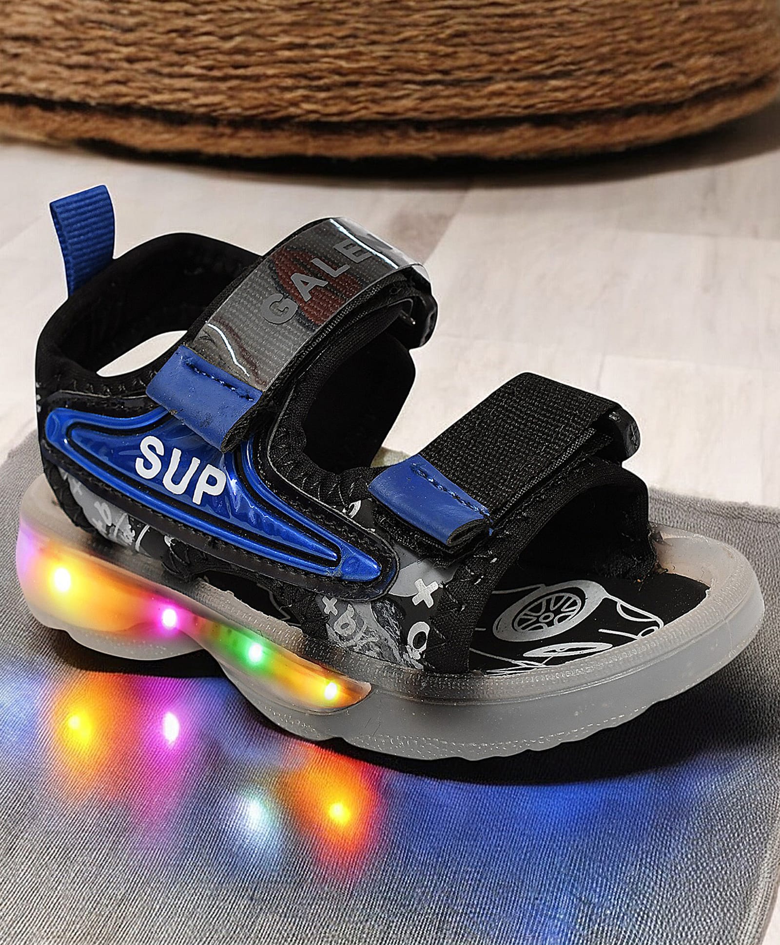 Maimne Abstract Designed Velcro Closure LED Sandals - Multi Colour-picture-25