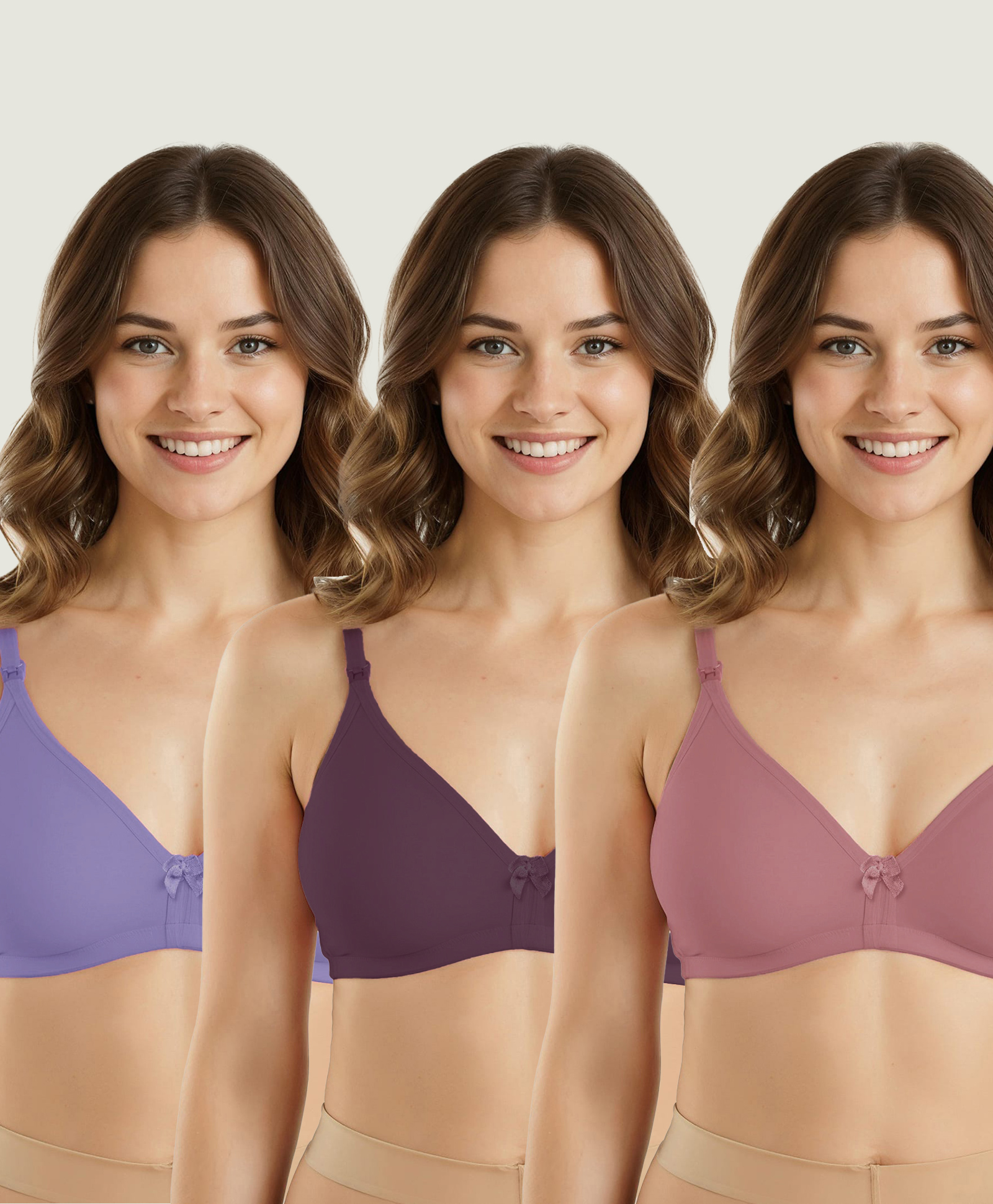 Bella Mama Maternity Non Padded Nursing Bra Pack of 3 (Colour May Vary)-image-16