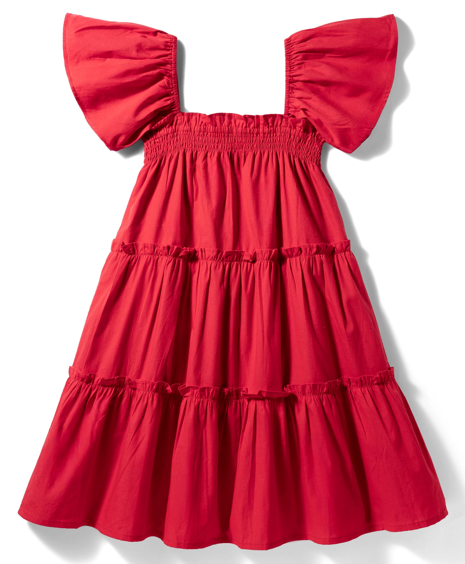 Primo Gino 100% Cotton Woven Half Sleeves Solid Ruffled Dress - Red-picture-24