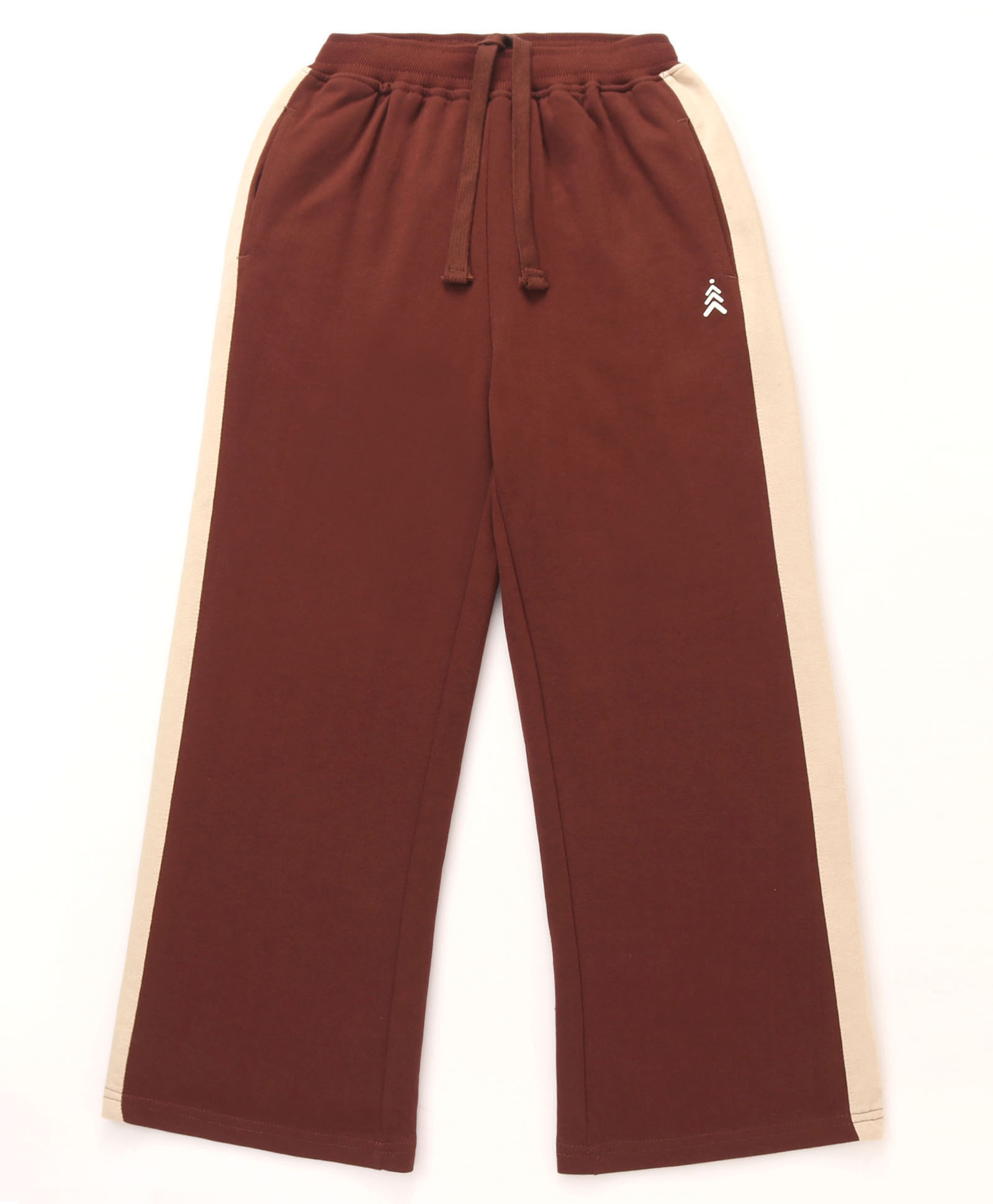 Pine Kids Knit Full Length Solid Colour Track Pant with Tape Detailing - Brown-picture-10