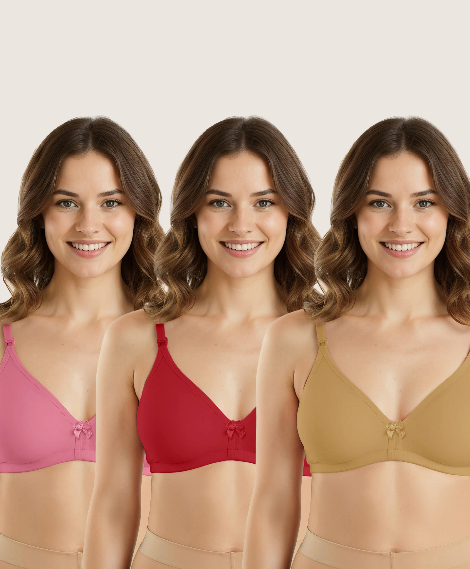 Bella Mama Maternity Non Padded Nursing Bra Pack of 3 (Colour May Vary)