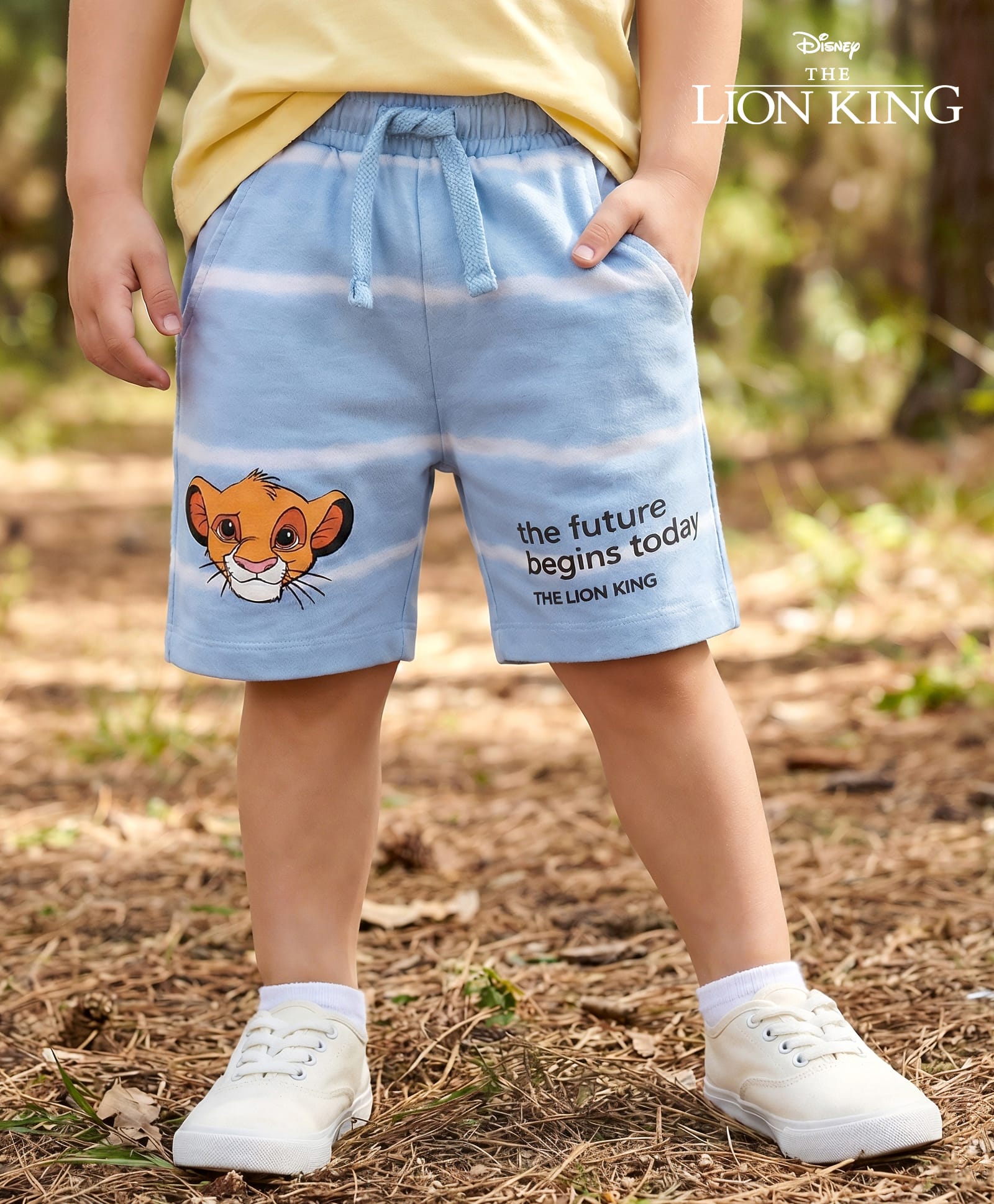 Babyhug Disney Terry Knit Above Knee Length Shorts with Lion King Graphics - Blue-picture-19
