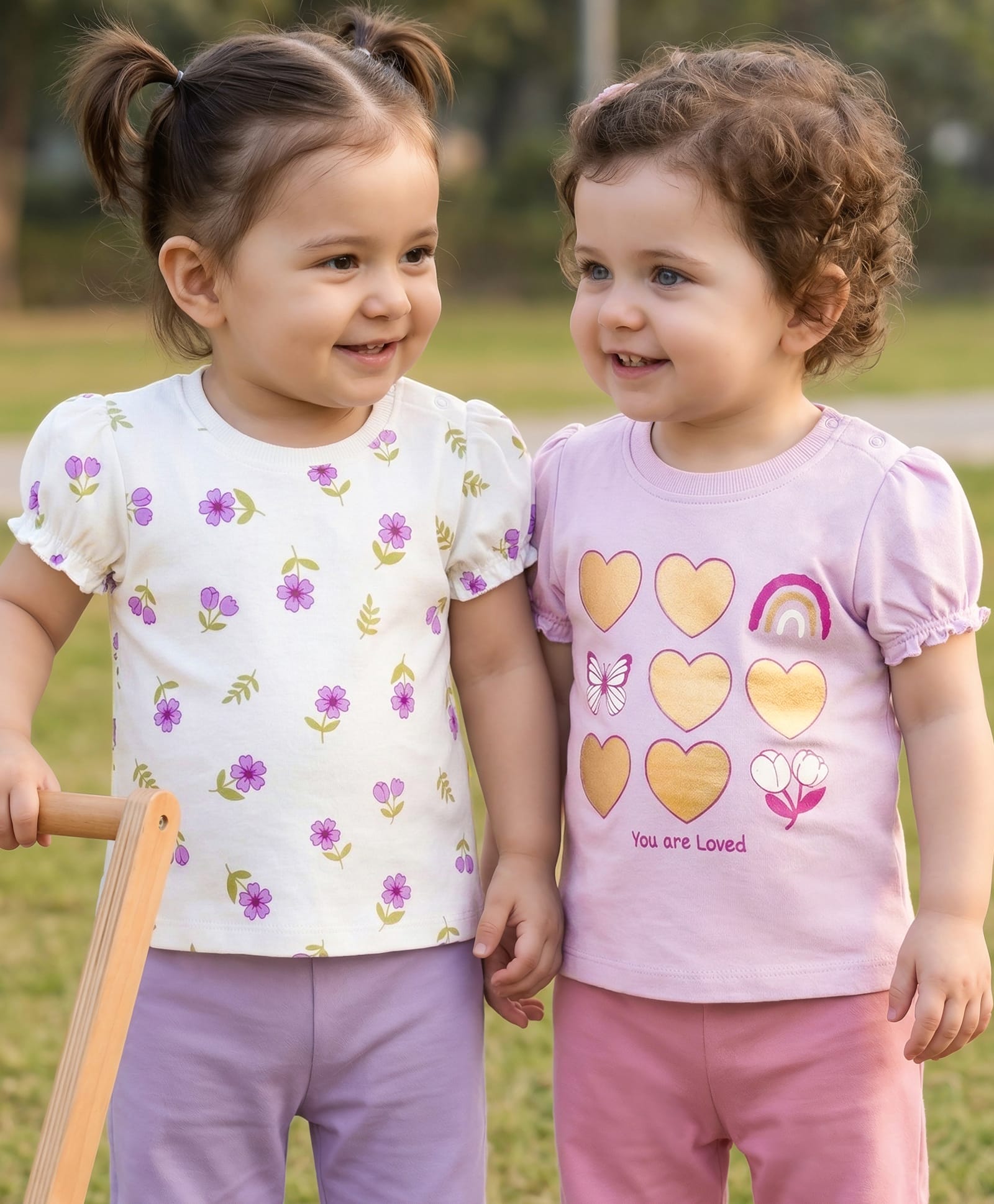 Babyoye Cotton Knit T-Shirts Half Sleeves Round Neck AOP/Chest Print Orchid/White 0-3 Months-picture-15