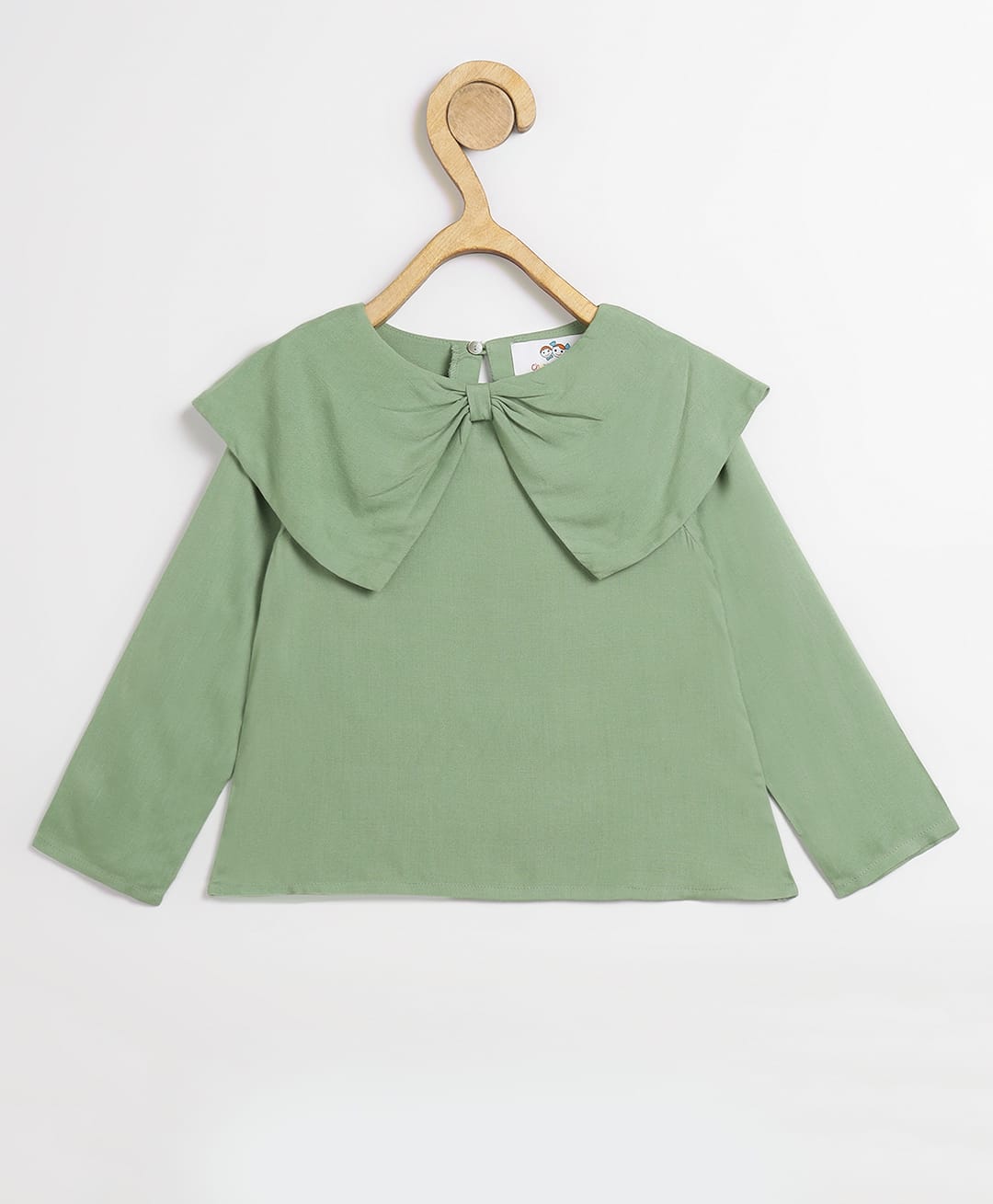 Chuppan Chupai Rayon Woven Full Sleeves Solid Peter Pan Collared Top - Mint Green-picture-15