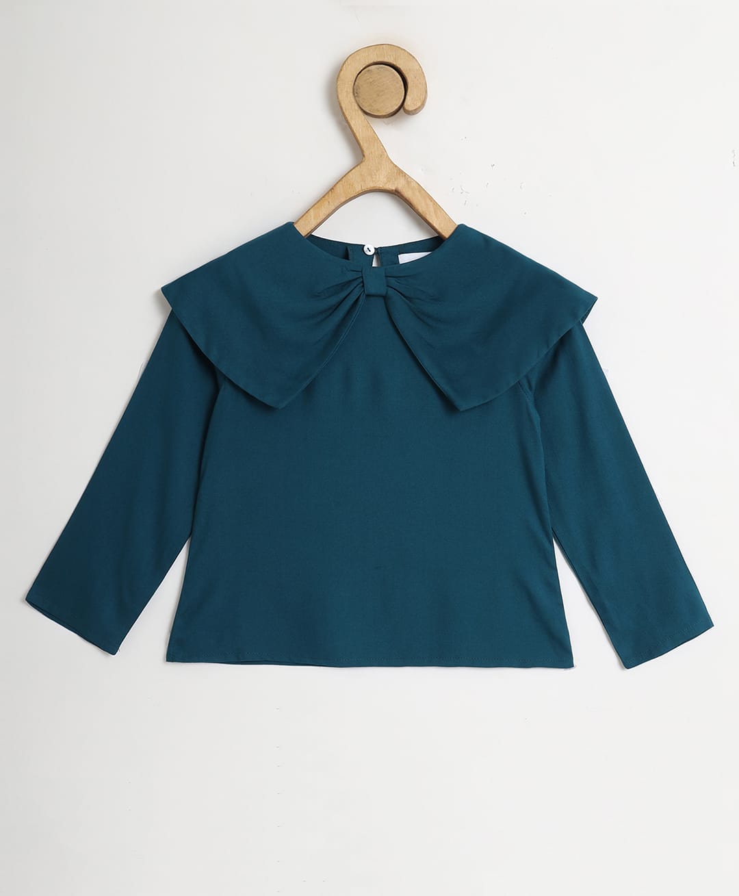 Chuppan Chupai Rayon Woven Full Sleeves Bow Applique Detailed Top - Firozi-picture-28