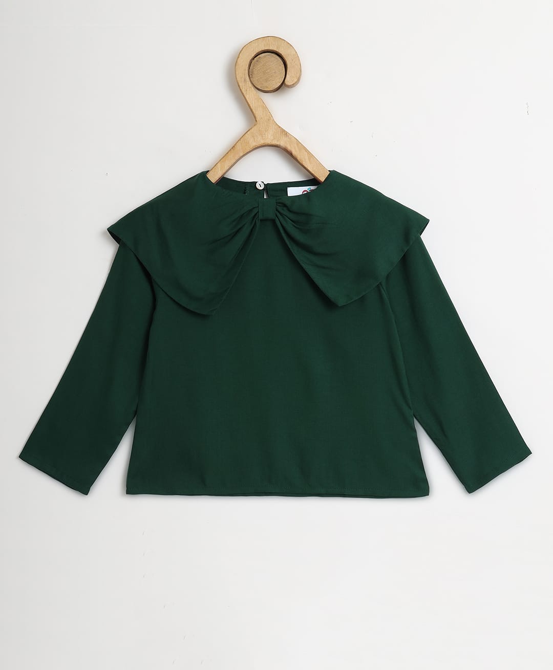 Chuppan Chupai Rayon Woven Full Sleeves Bow Applique Detailed Top - Green-picture-31
