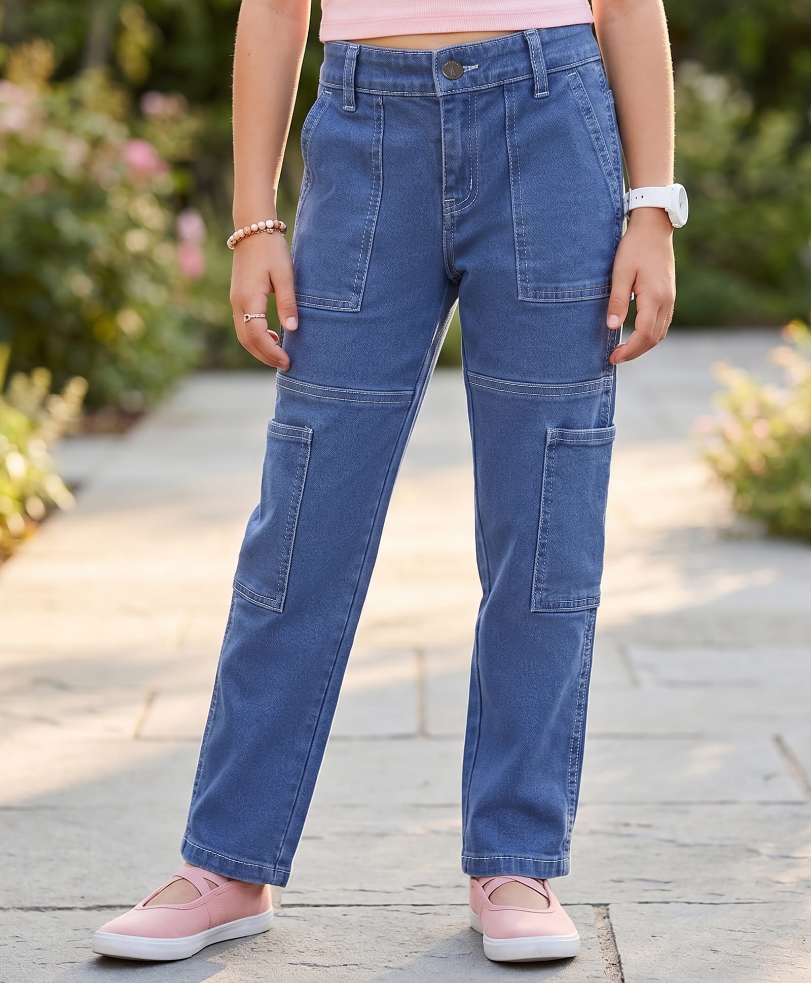 Pine Kids Woven Full Length Solid Denim Jeans - Light Blue-picture-30