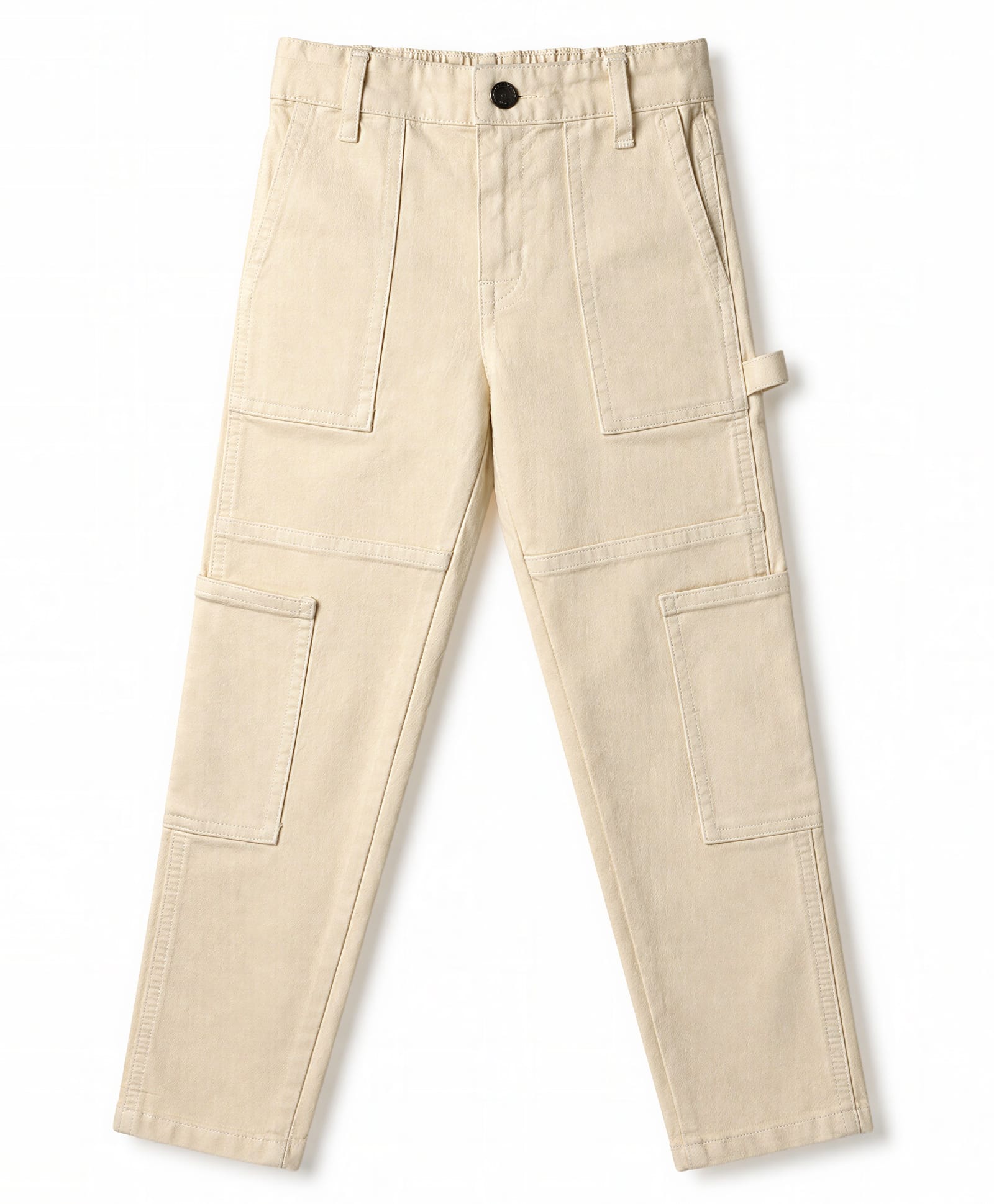 Pine Kids Woven Full Length Solid Denim Jeans - Cream-picture-37