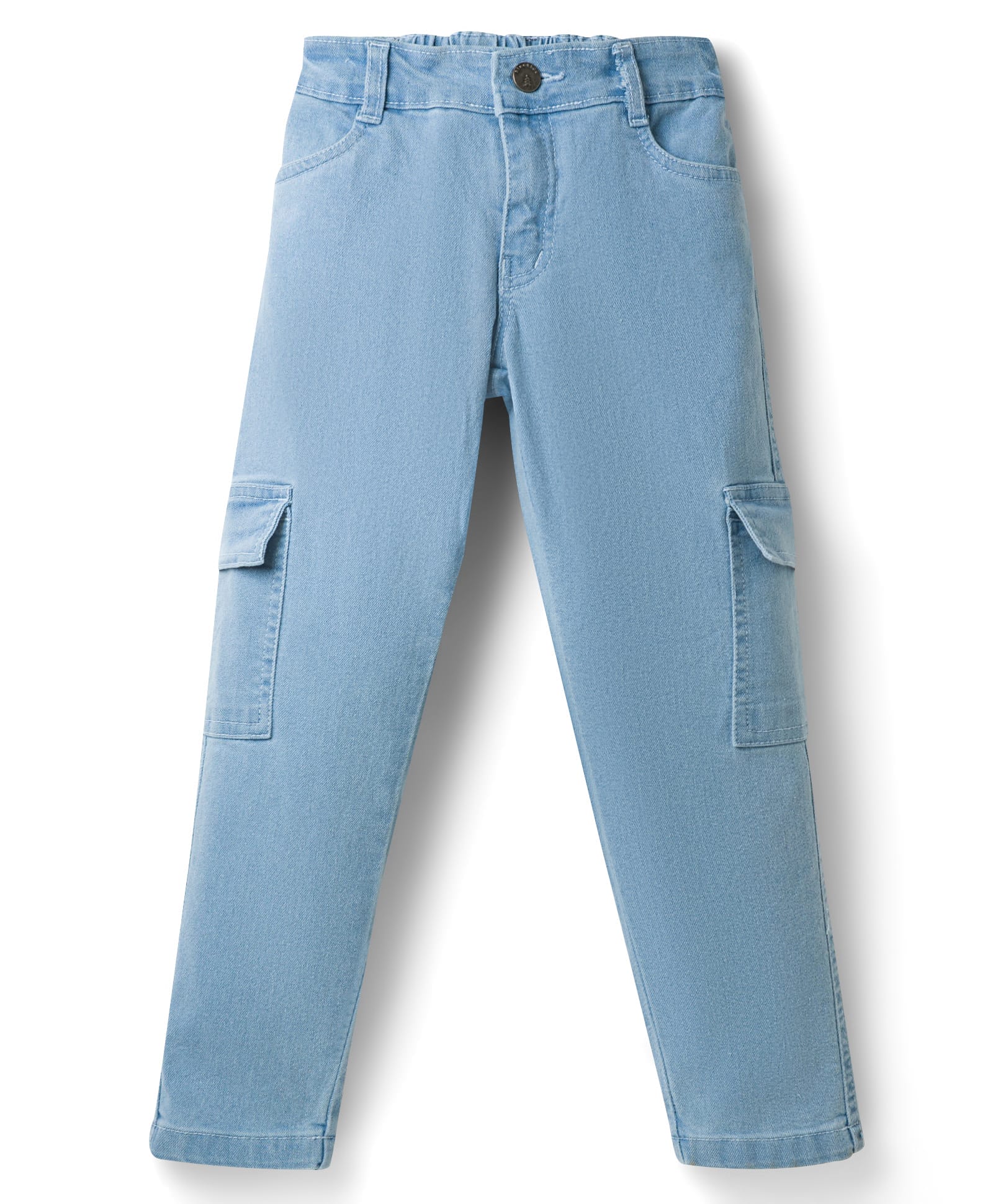 Pine Kids Denim Woven Full Length Washed Jeans With Cargo Pockets - Blue-picture-23