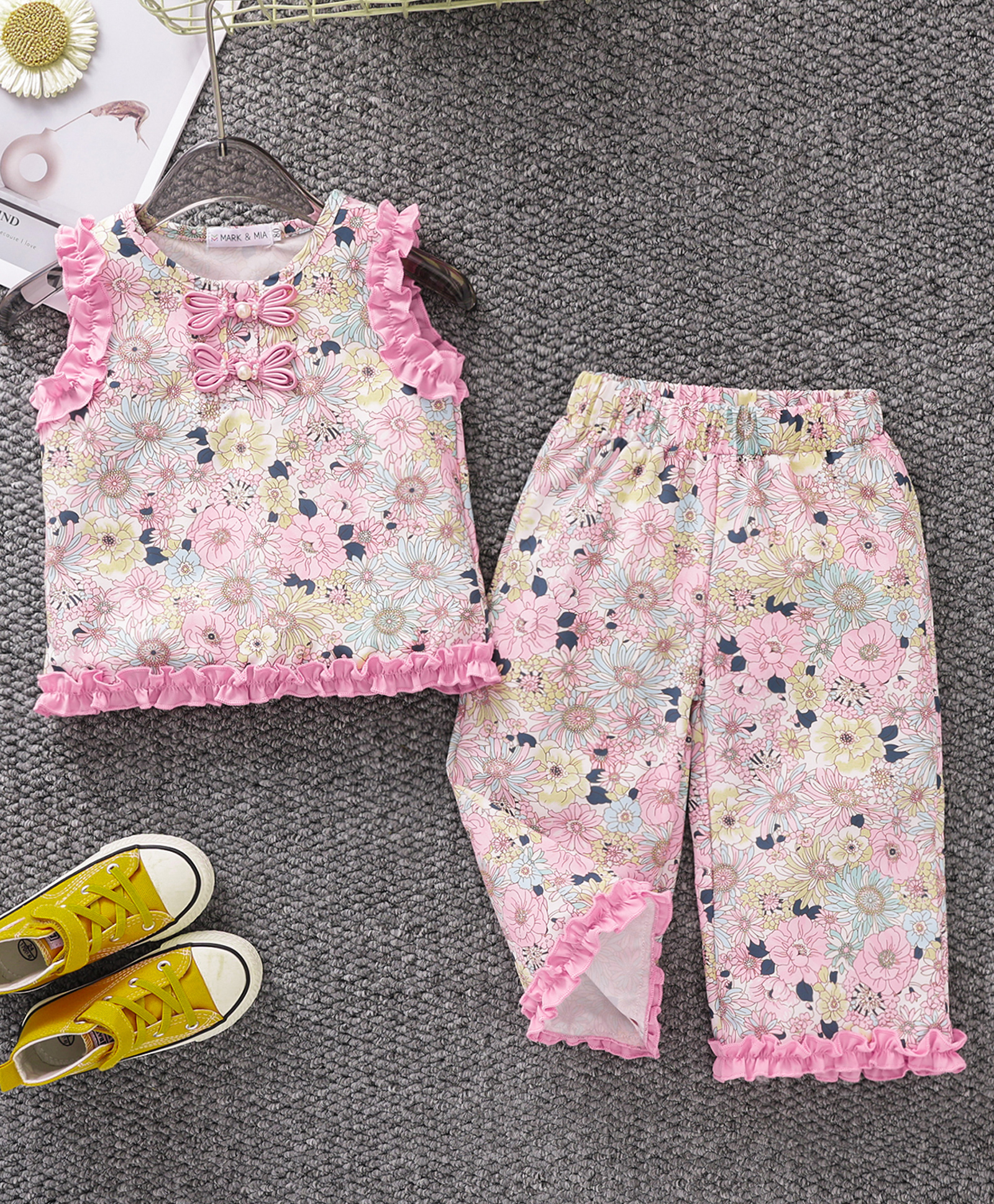 Mark & Mia Sleeveless Top & Lounge Pant Co-ord Set With Floral Print - Pink-image-35
