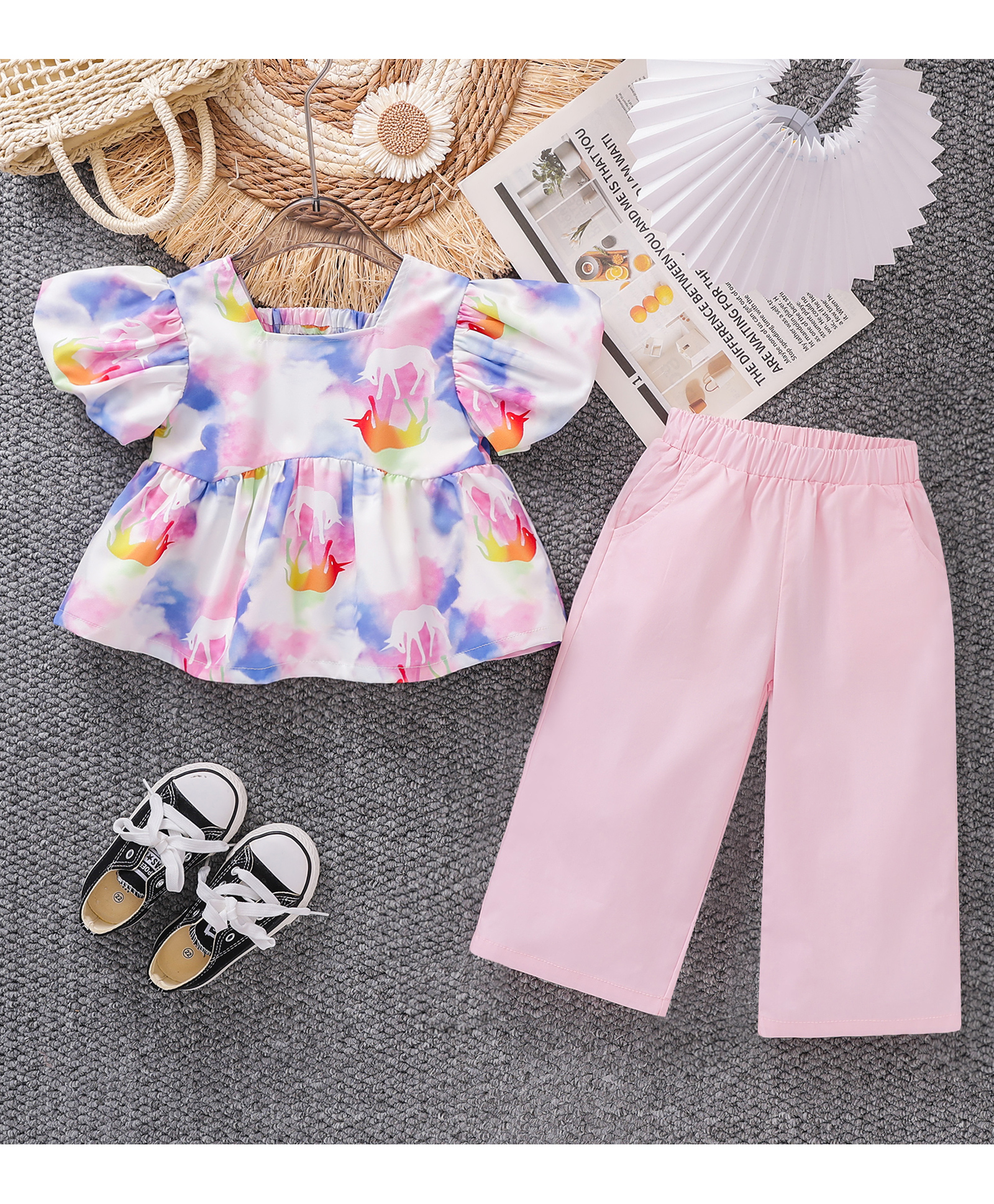 Mark & Mia Cotton Half Sleeves Top & Pant Set with Horse Print - Pink-image-40