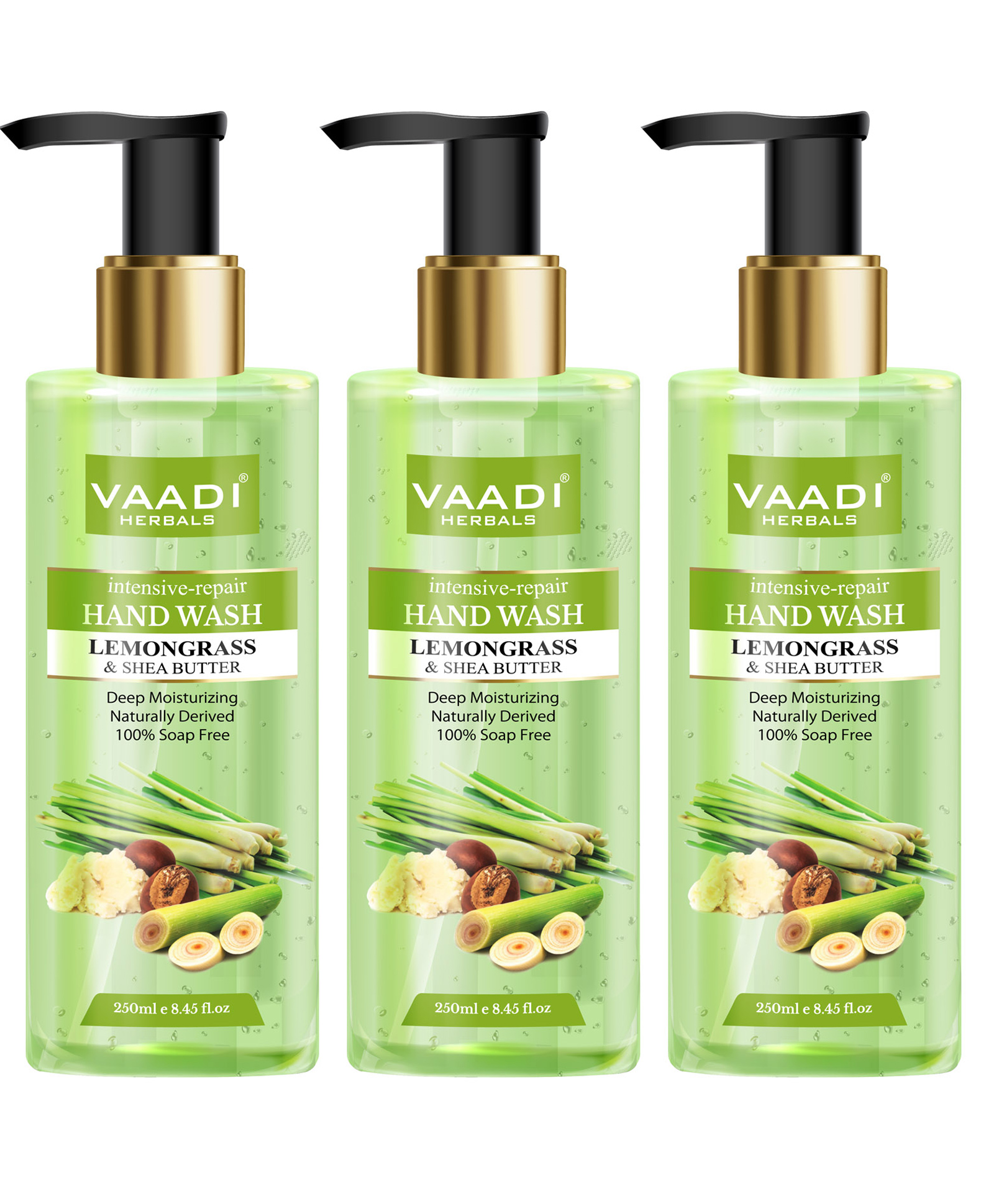Vaadi Herbals Pack Of 3 Intensive-Repair Lemongrass & Shea Butter Hand Wash - (250 ml X 3)-picture-8