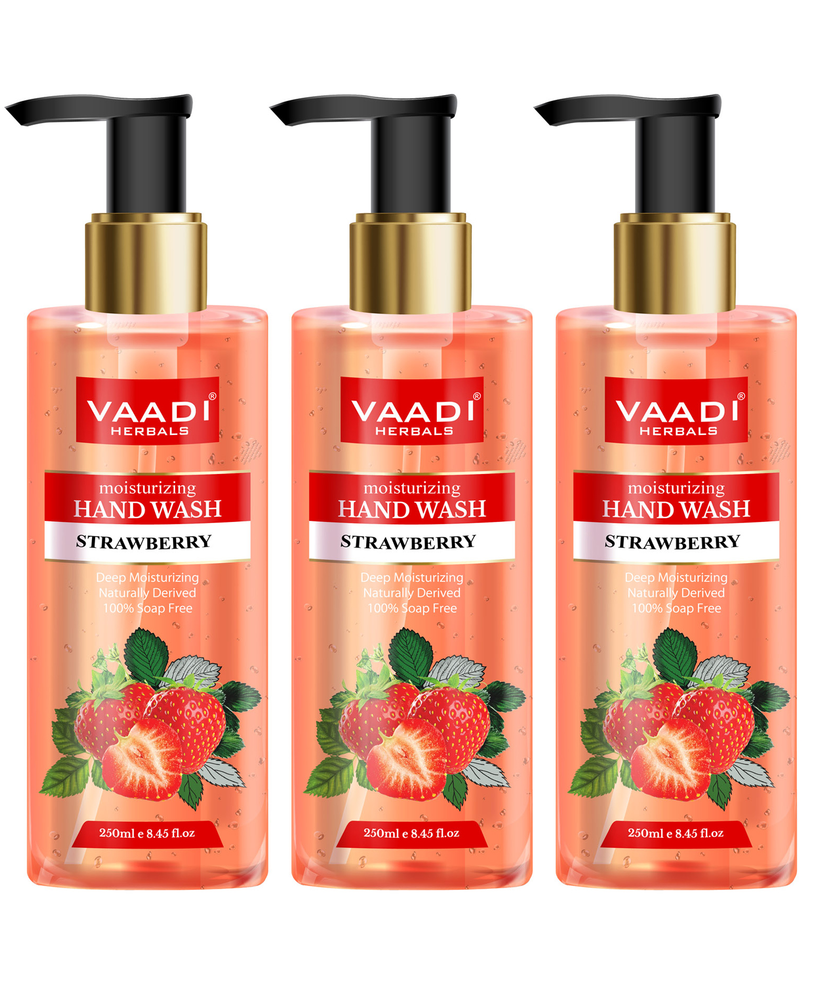 Vaadi Herbals Pack Of 3 Deep Moisturizing Strawberry Hand Wash - (250 ml X 3)-picture-6