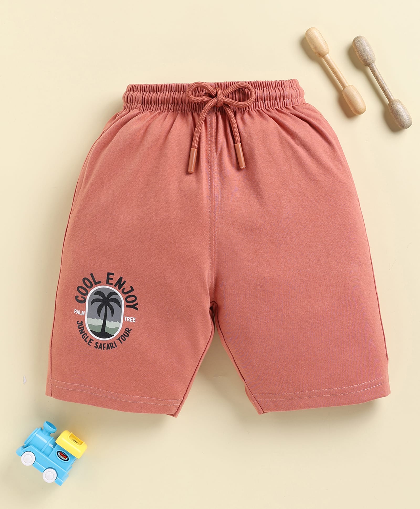 Biskid Sinker Knit Cool Energy Text Printed Shorts - Dark Peach-picture-8