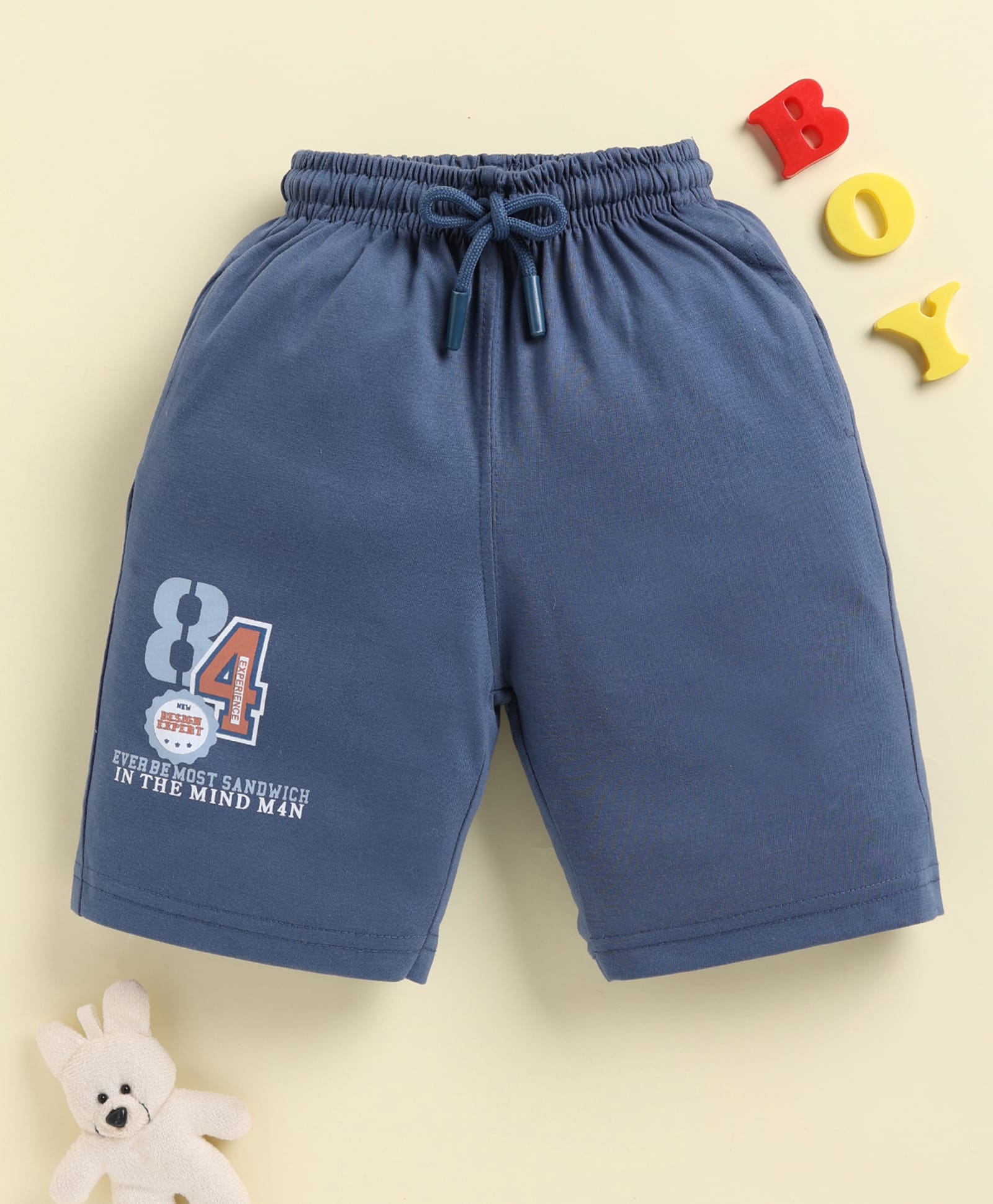 Biskid Sinker Knit Experience Text Printed Shorts - Navy Blue-picture-23