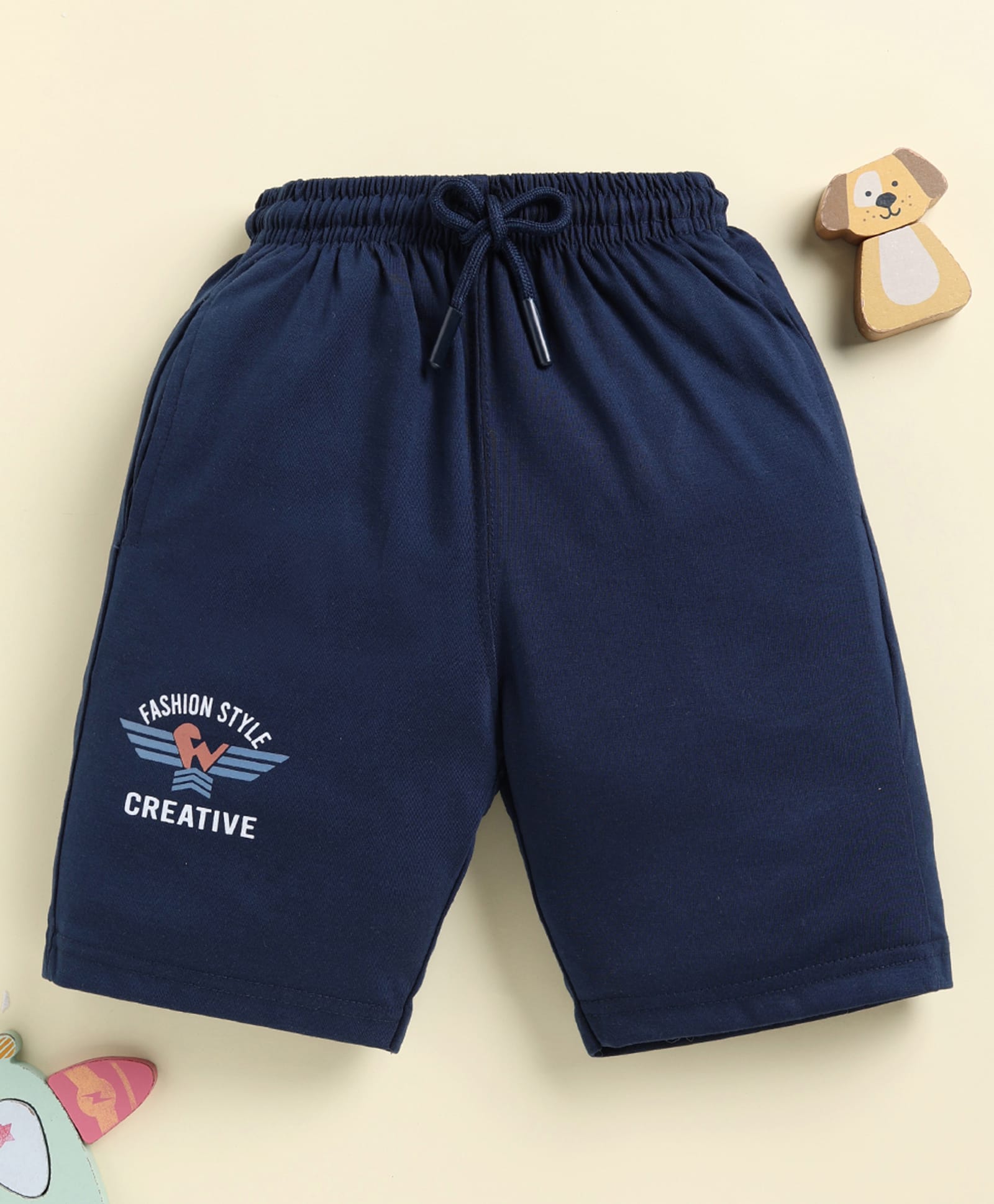 Biskid Sinker Knit Fashion Style Text Printed Shorts - St.Blue-picture-35