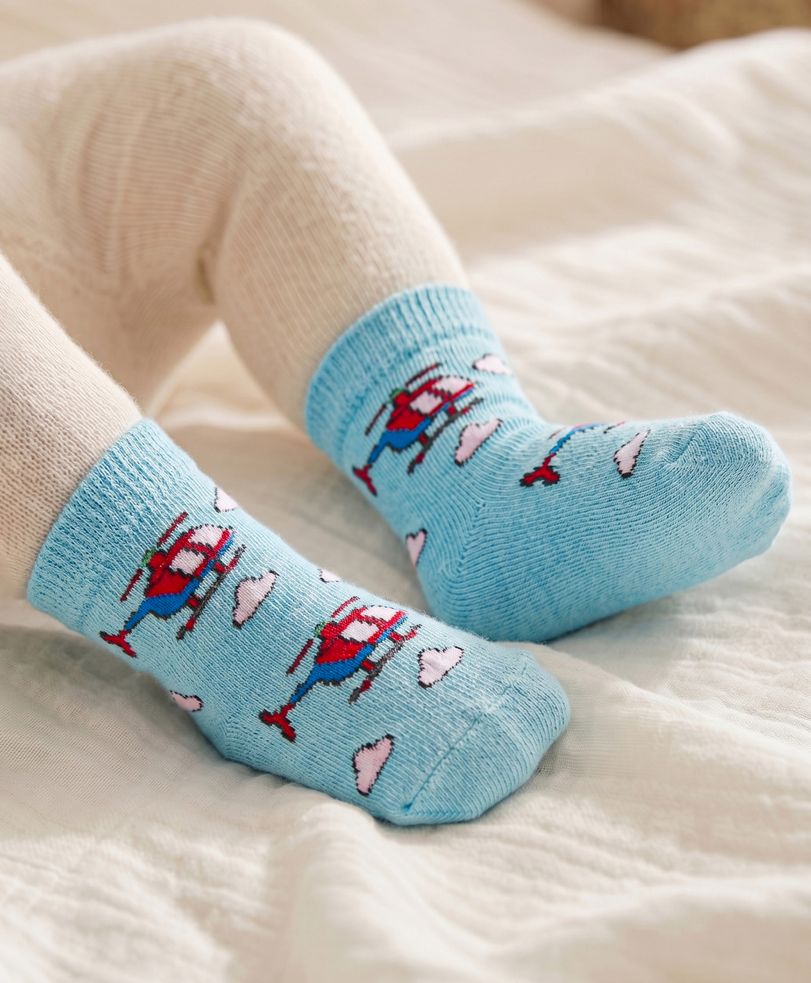 Mustang Knit Ankle Length Socks with Helicopter Design - Light Blue-image-46