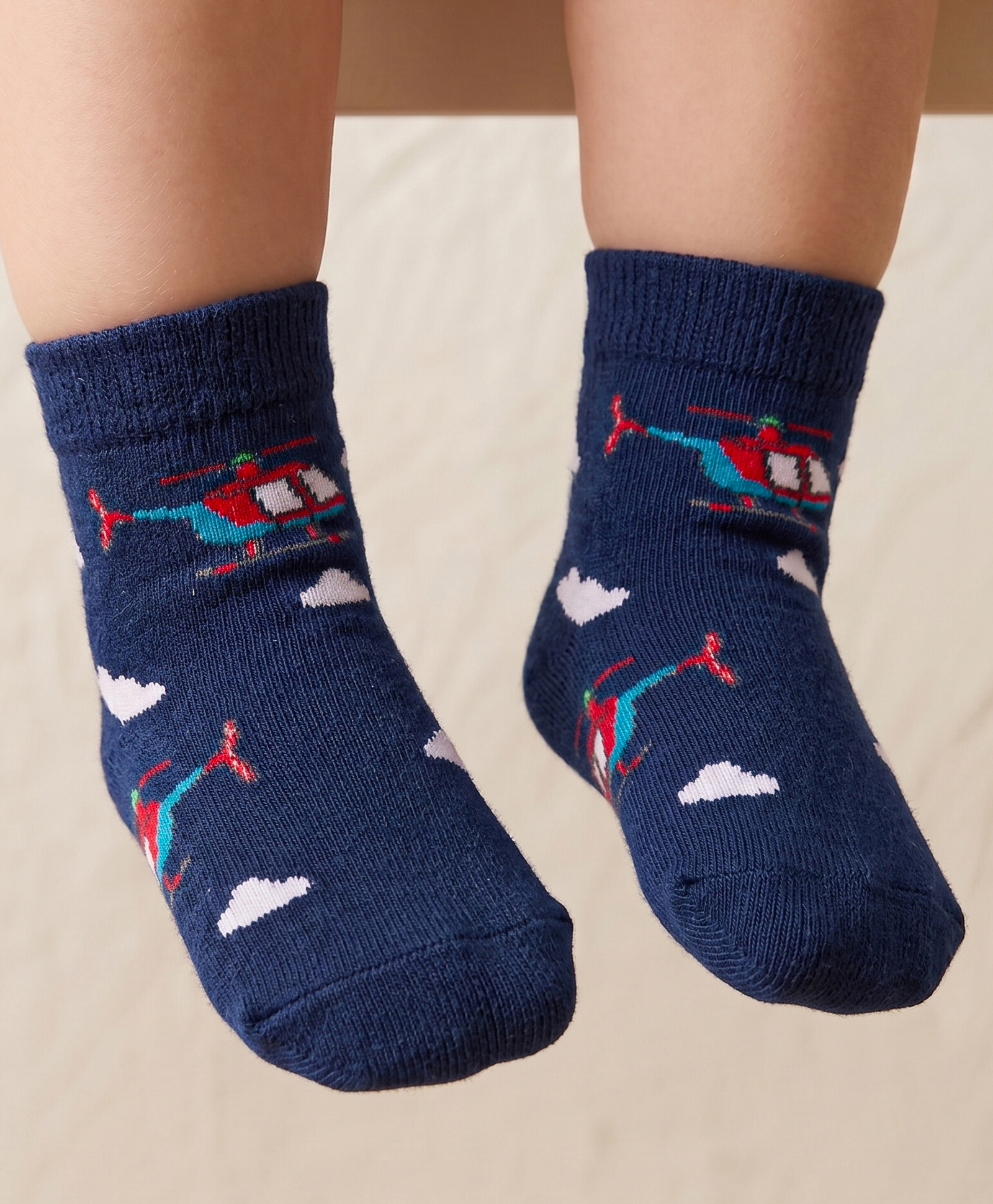Mustang Knit Ankle Length Socks with Helicopter Design - Navy Blue-image-47