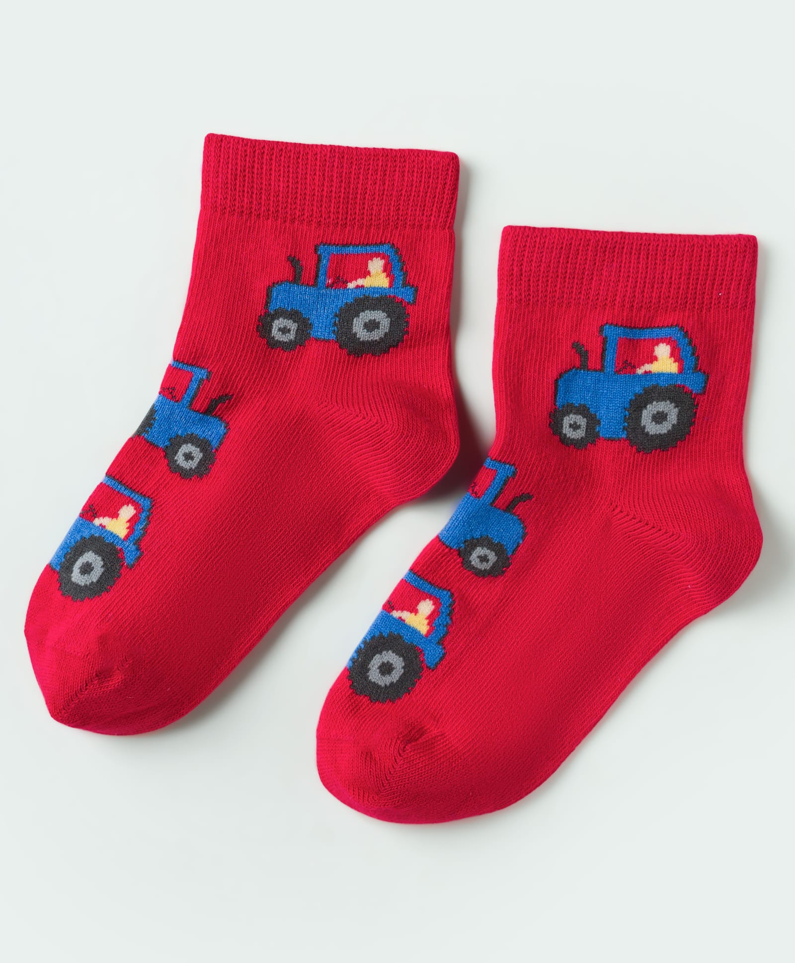 Mustang Knit Ankle Length Socks with Tractor Design -Red-image-15