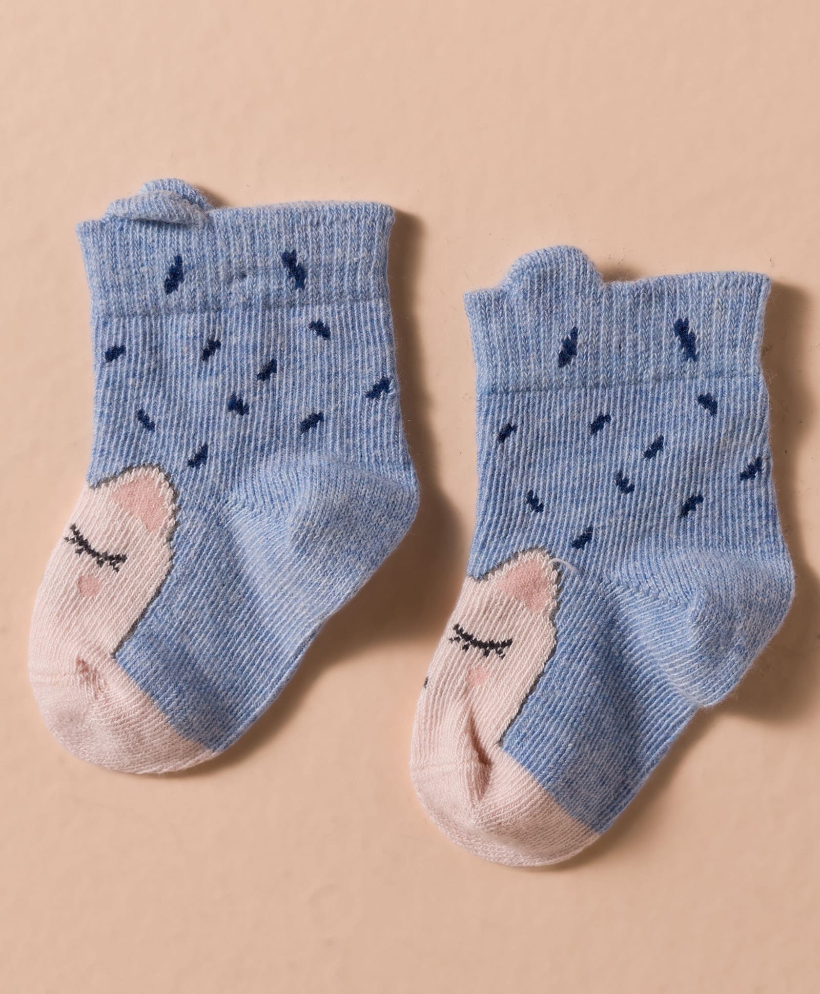 Mustang Knit Ankle Length Socks with Kitty Design - Light Blue-image-27