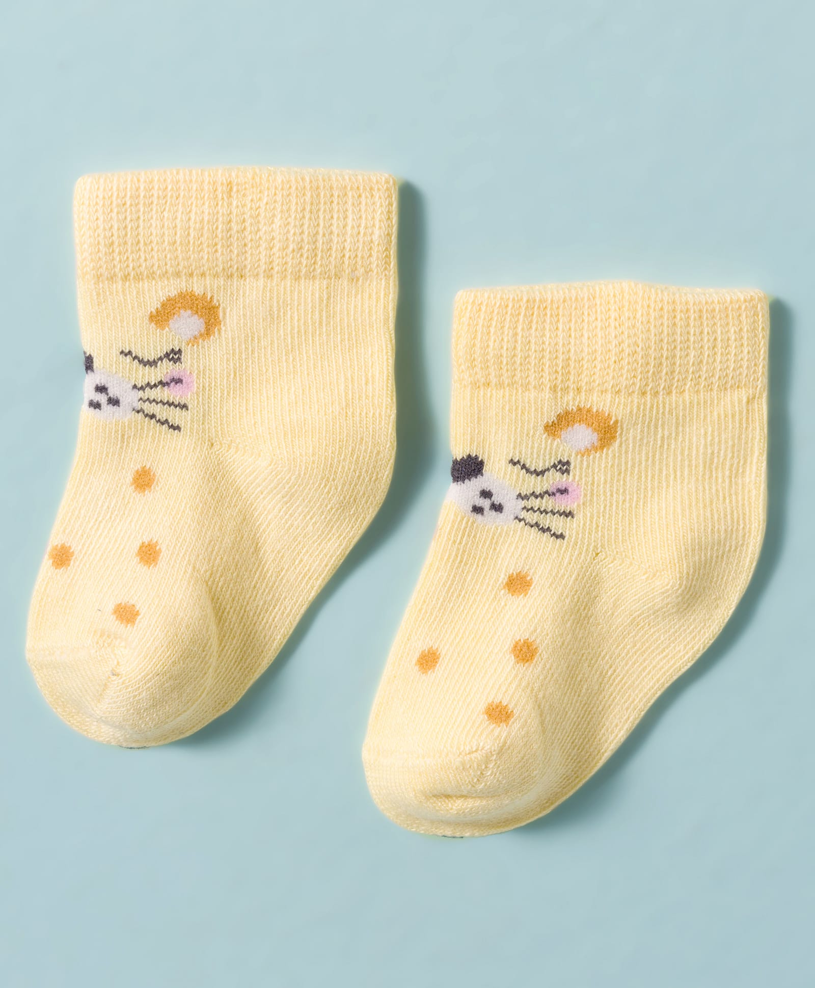 Mustang Knit Ankle Length Socks with Kitty Design - Yellow-image-26