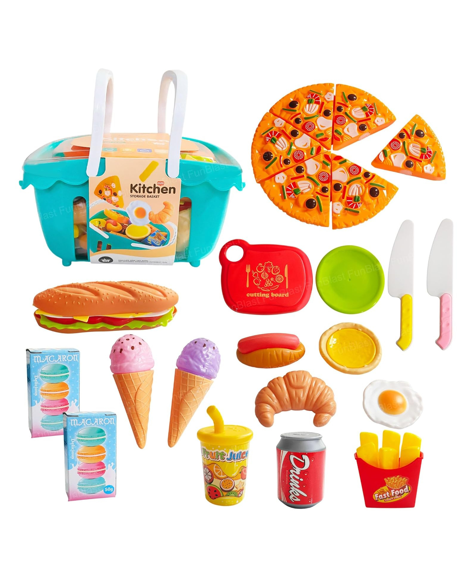 FunBlast Kids Pretend Play Kitchen Food Set for Boys and Girls 22 Pcs (Multicolour)-picture-18