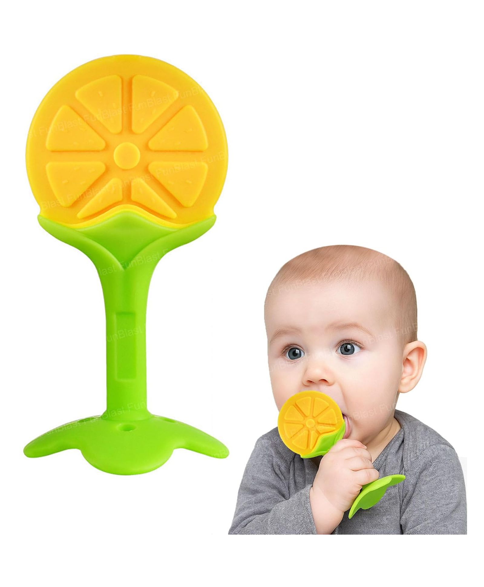 FunBlast Fruits Silicone Teether Toy for Babies Pack of 1 (Orange)-image-39